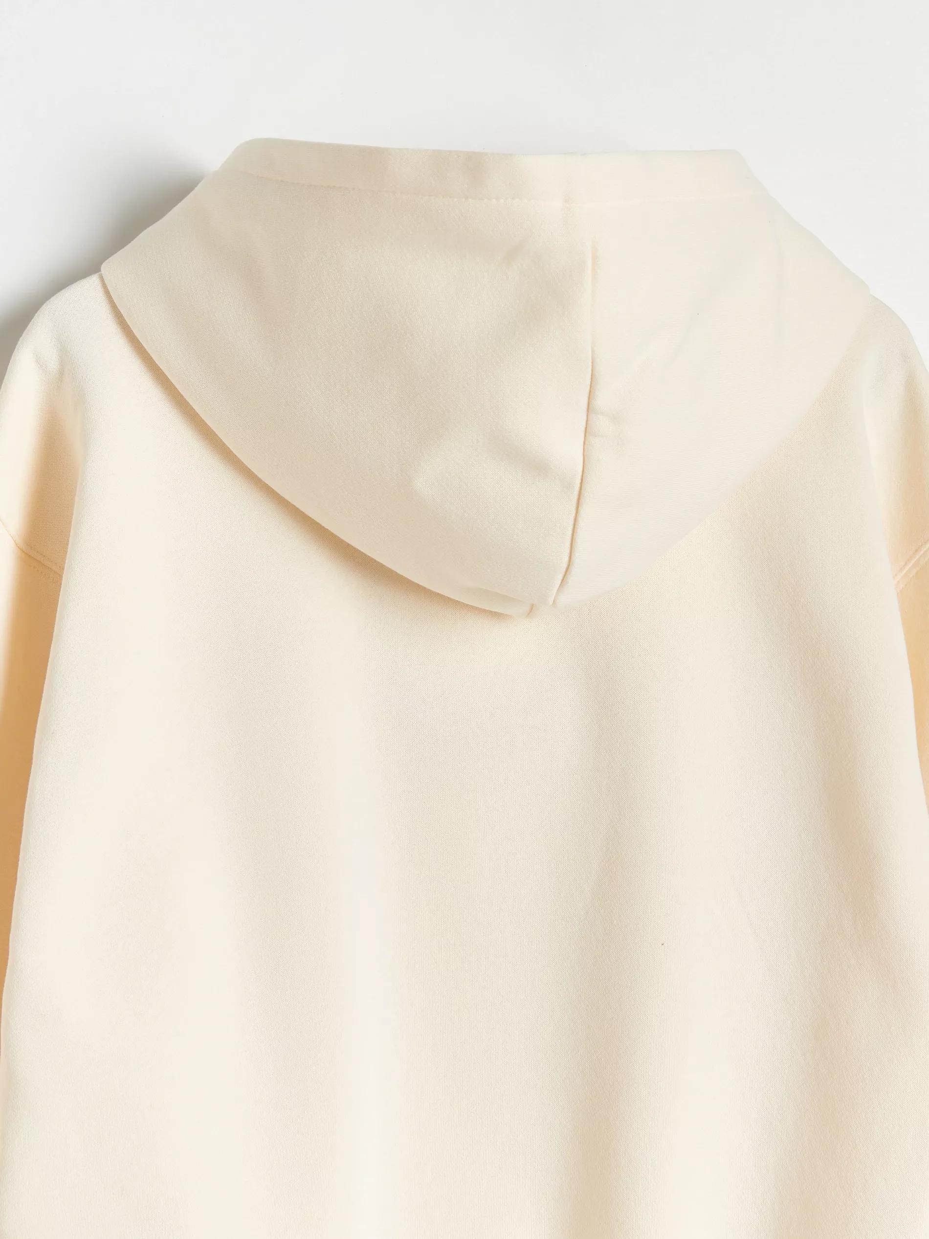 Cream Cotton Sweatshirt With Print And Side Stripes, , large image number 4
