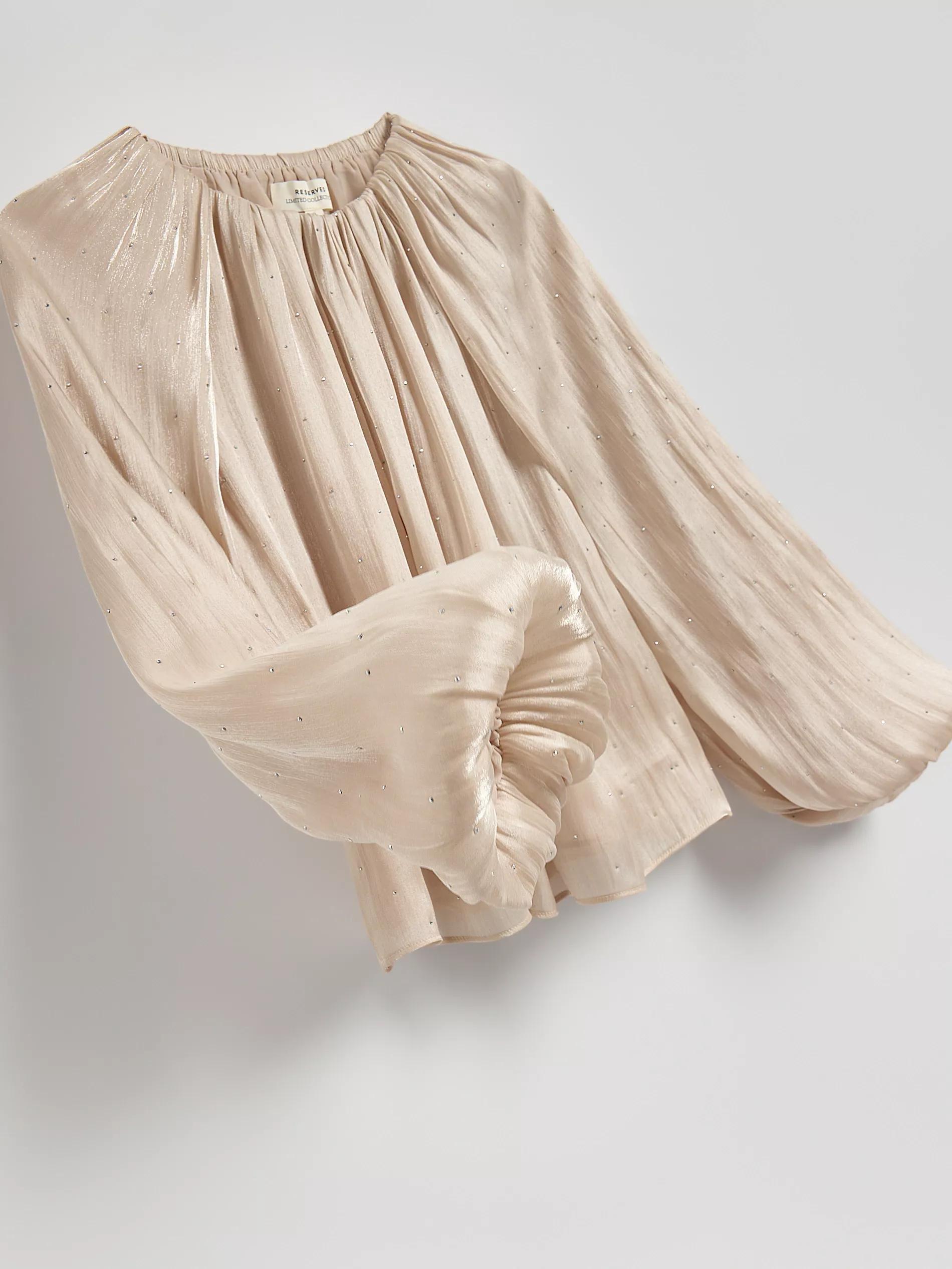Beige Blouse With Puff Sleeves, , large image number 2