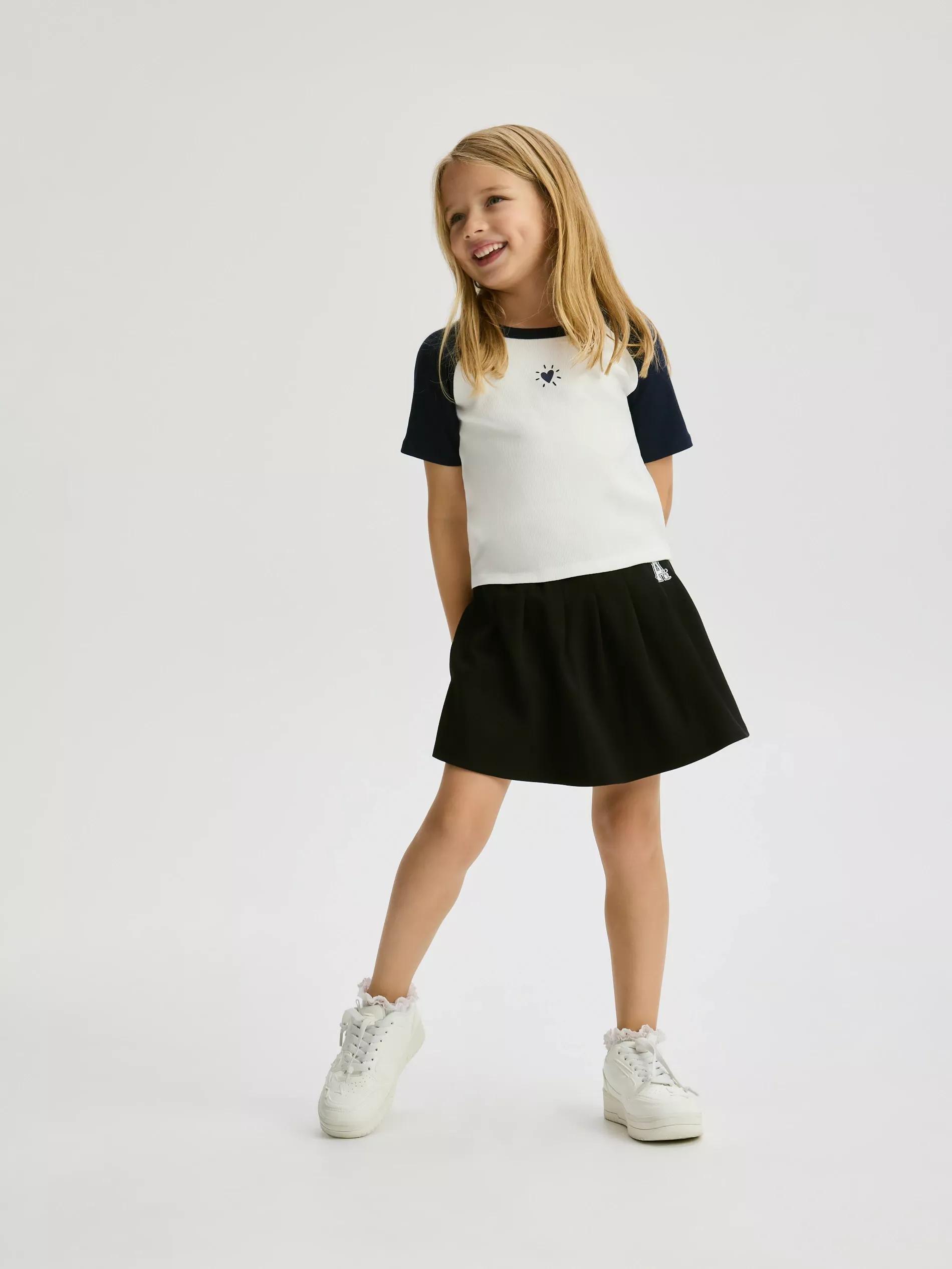 NAVY T-shirt with raised print, Navy, medium