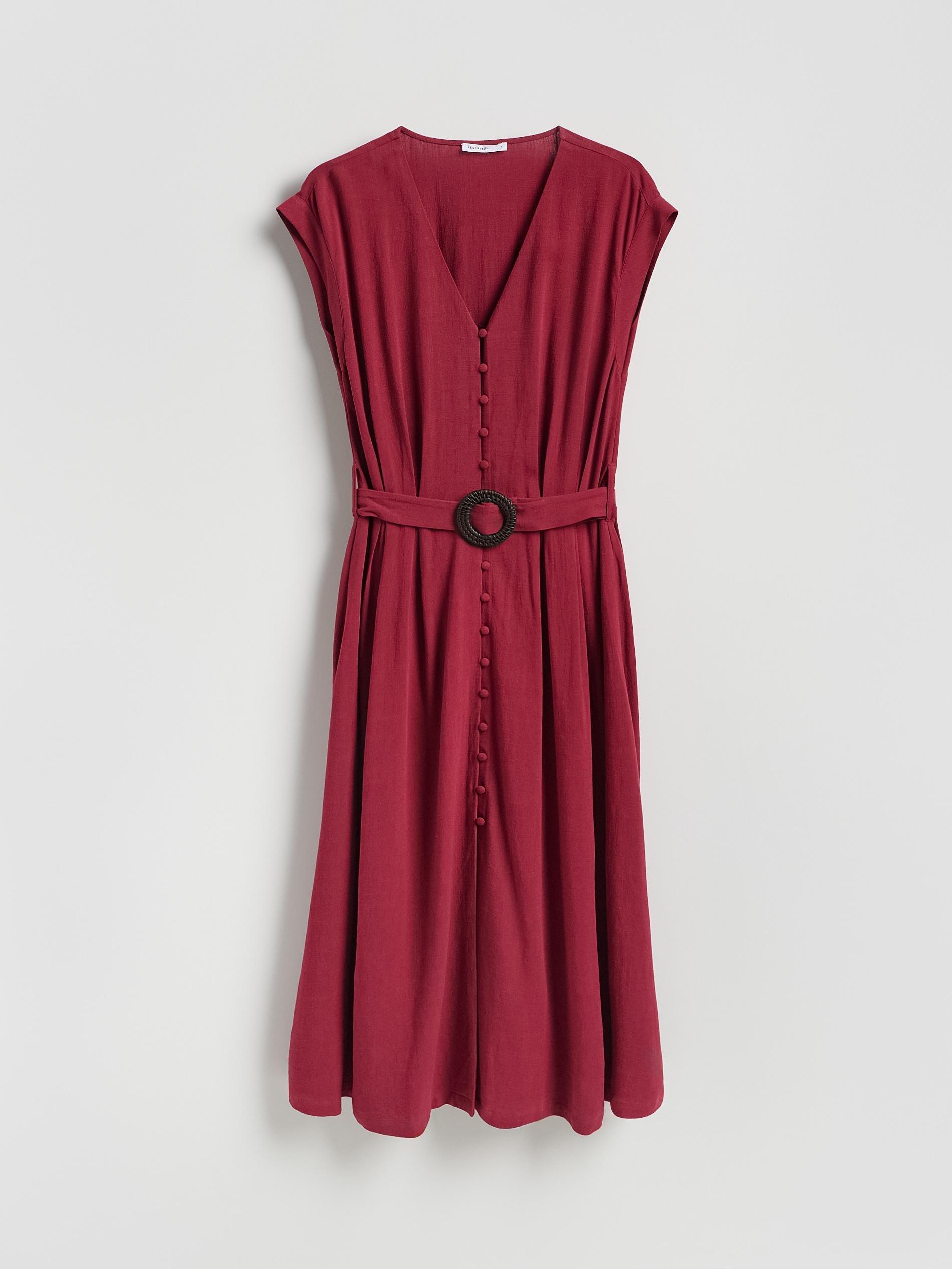 Maroon Linen Blend Dress, Burgundy, large image number 4