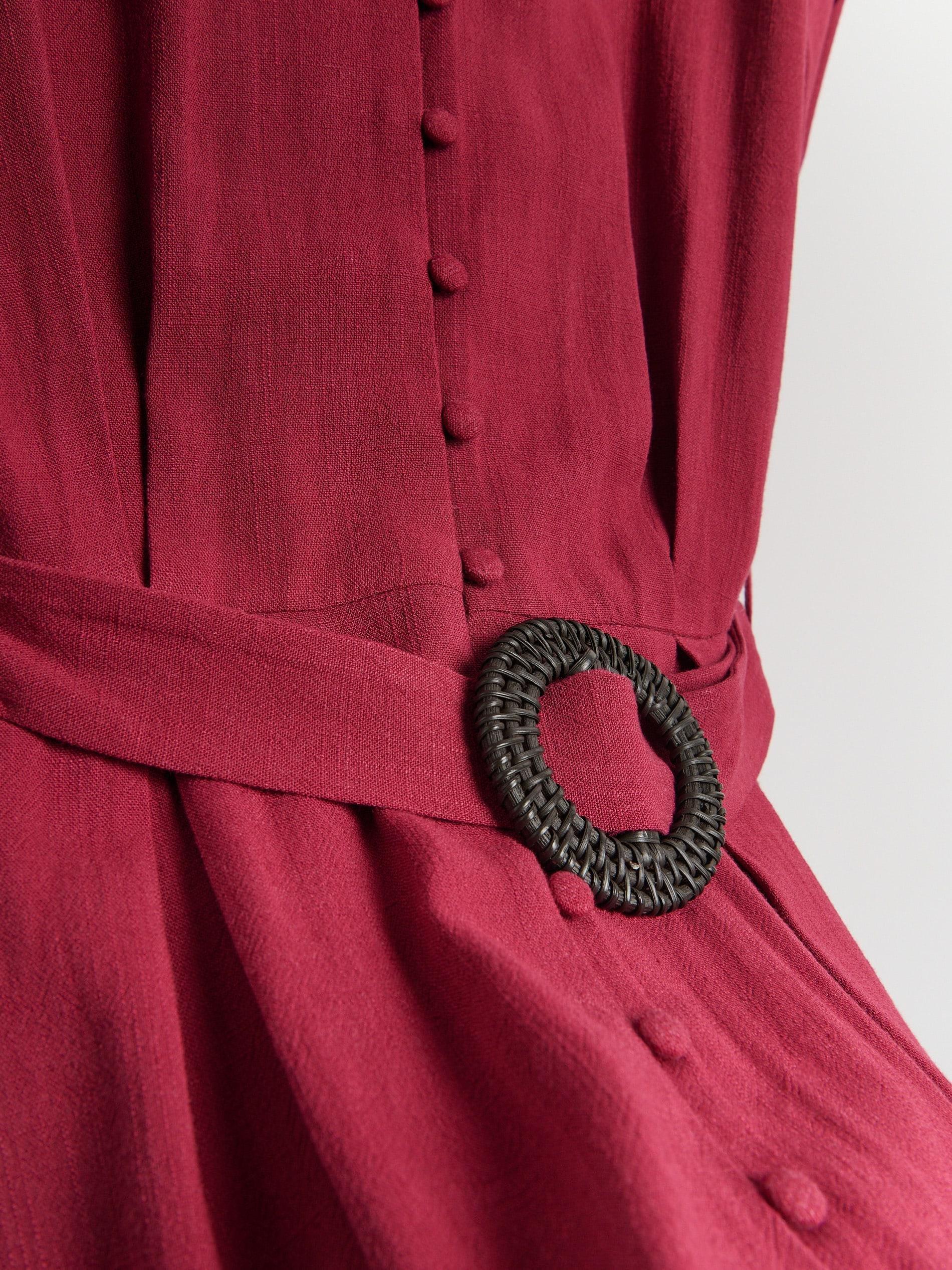 Maroon Linen Blend Dress, Burgundy, large image number 5