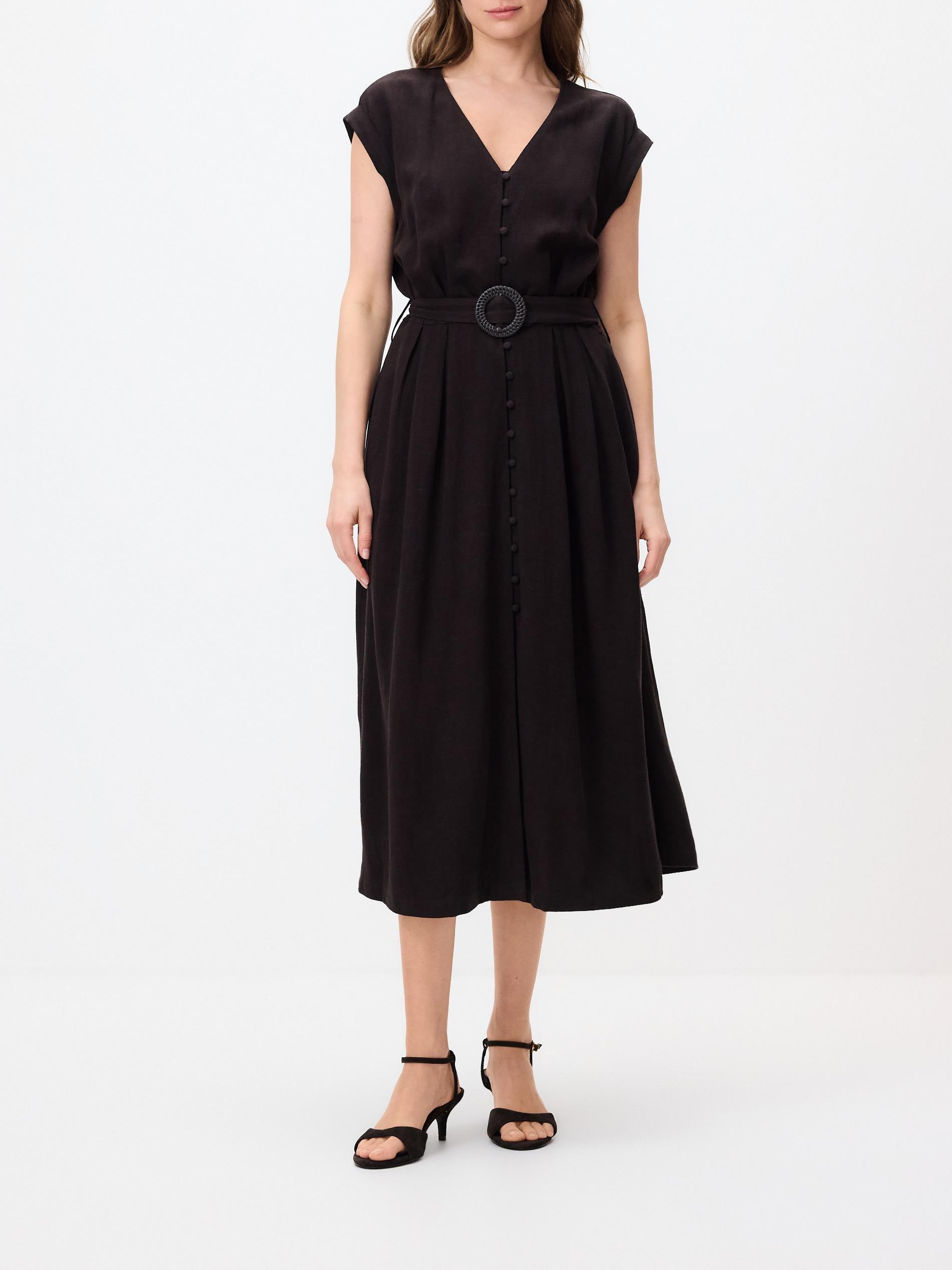 Brown Linen Blend Dress, Brown, large image number 2