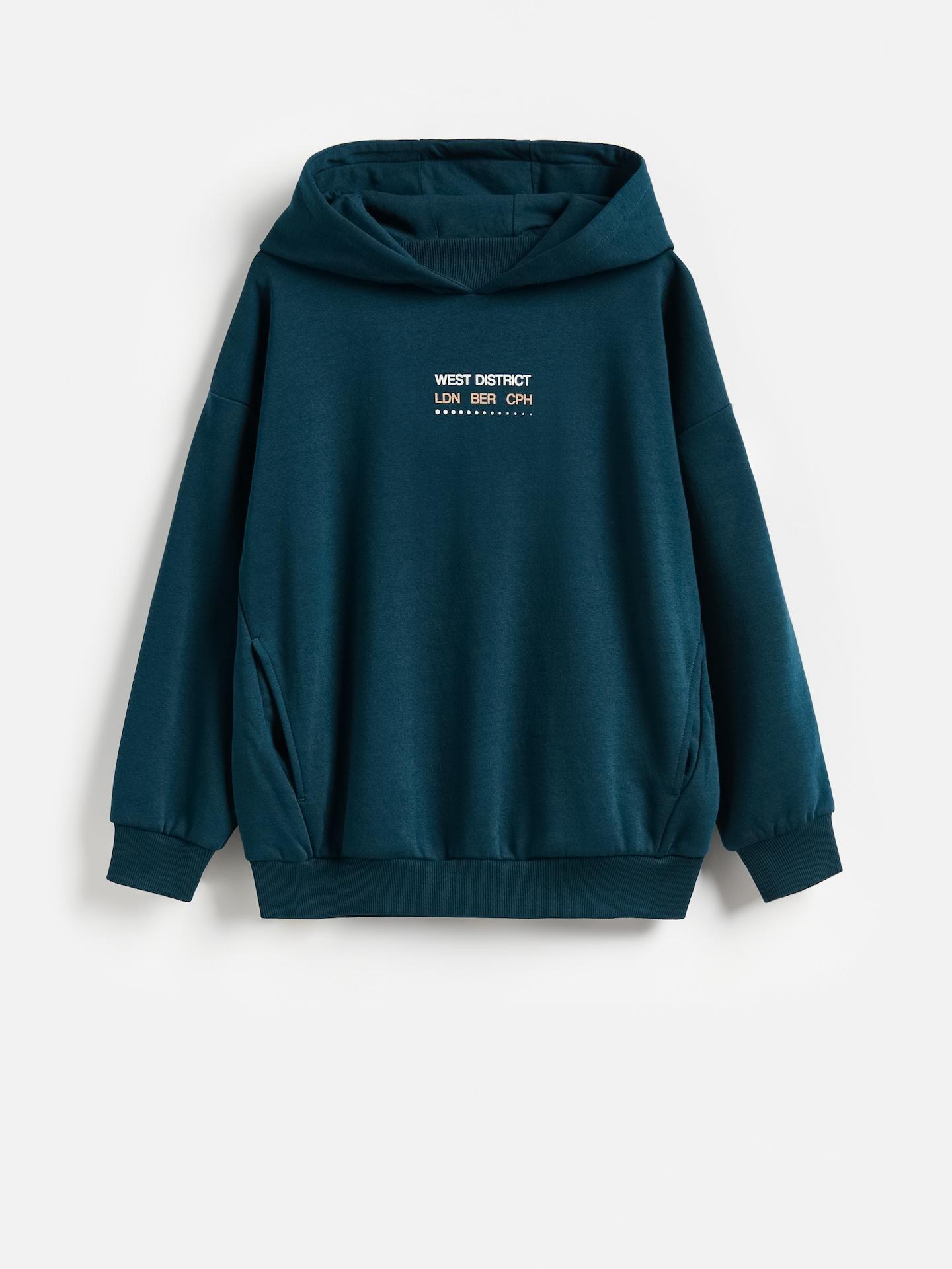 Green Cotton-Blend Sweatshirt, Turquoise, medium