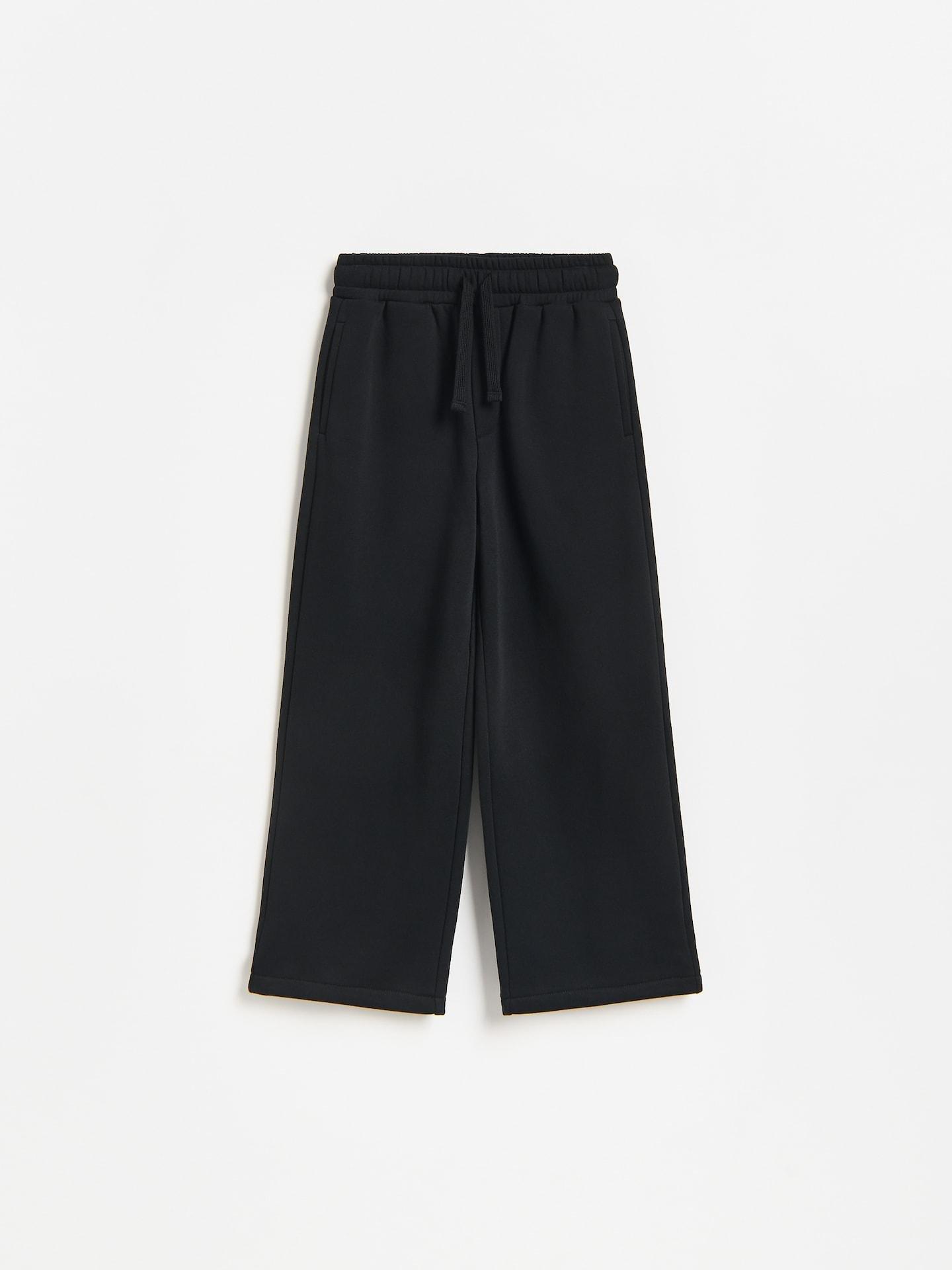 Black Wide Leg Trousers, Black, large image number 0