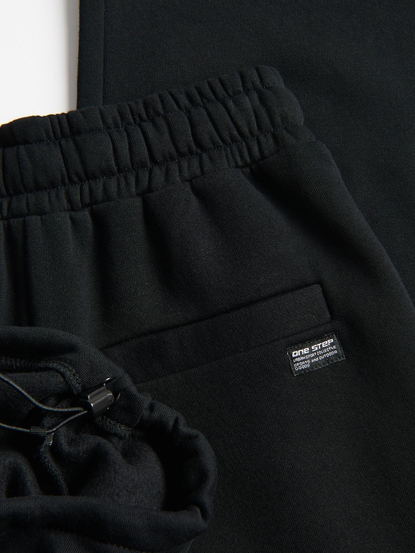 Black Wide Leg Trousers, Black, large image number 1