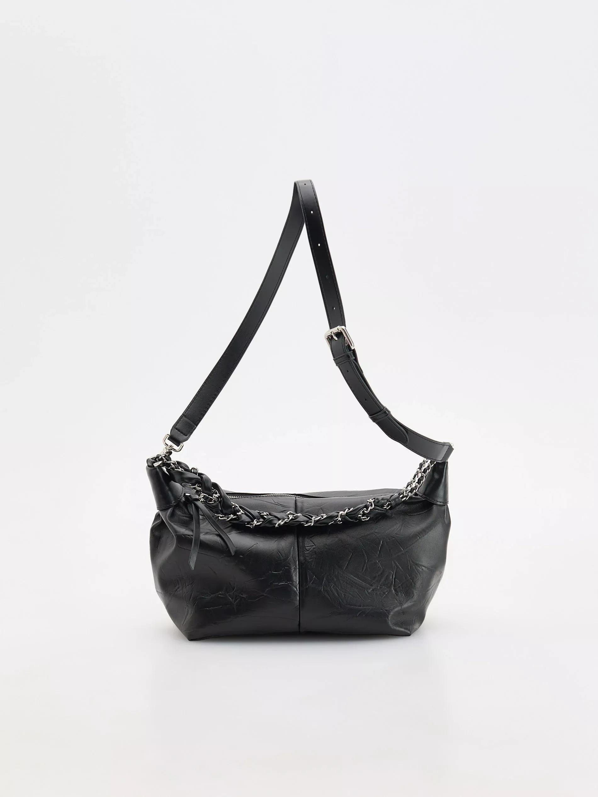 Black Chain Details Handbag, Black, large image number 0