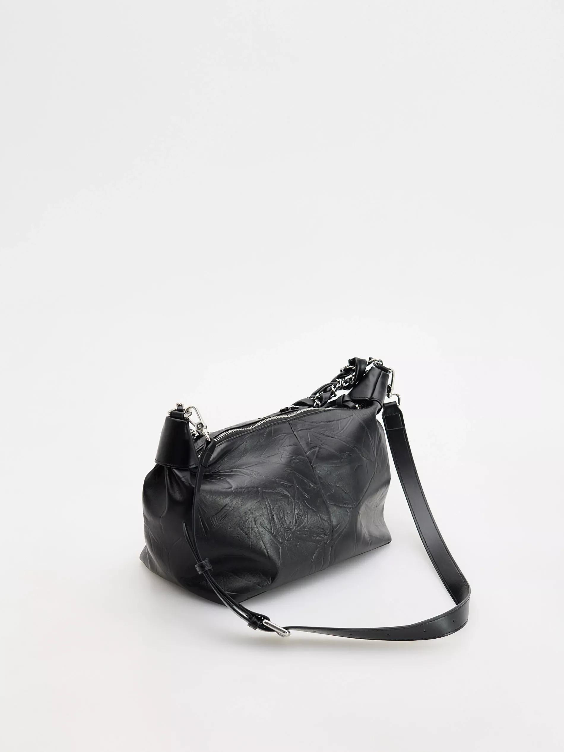 Black Chain Details Handbag, Black, large image number 1