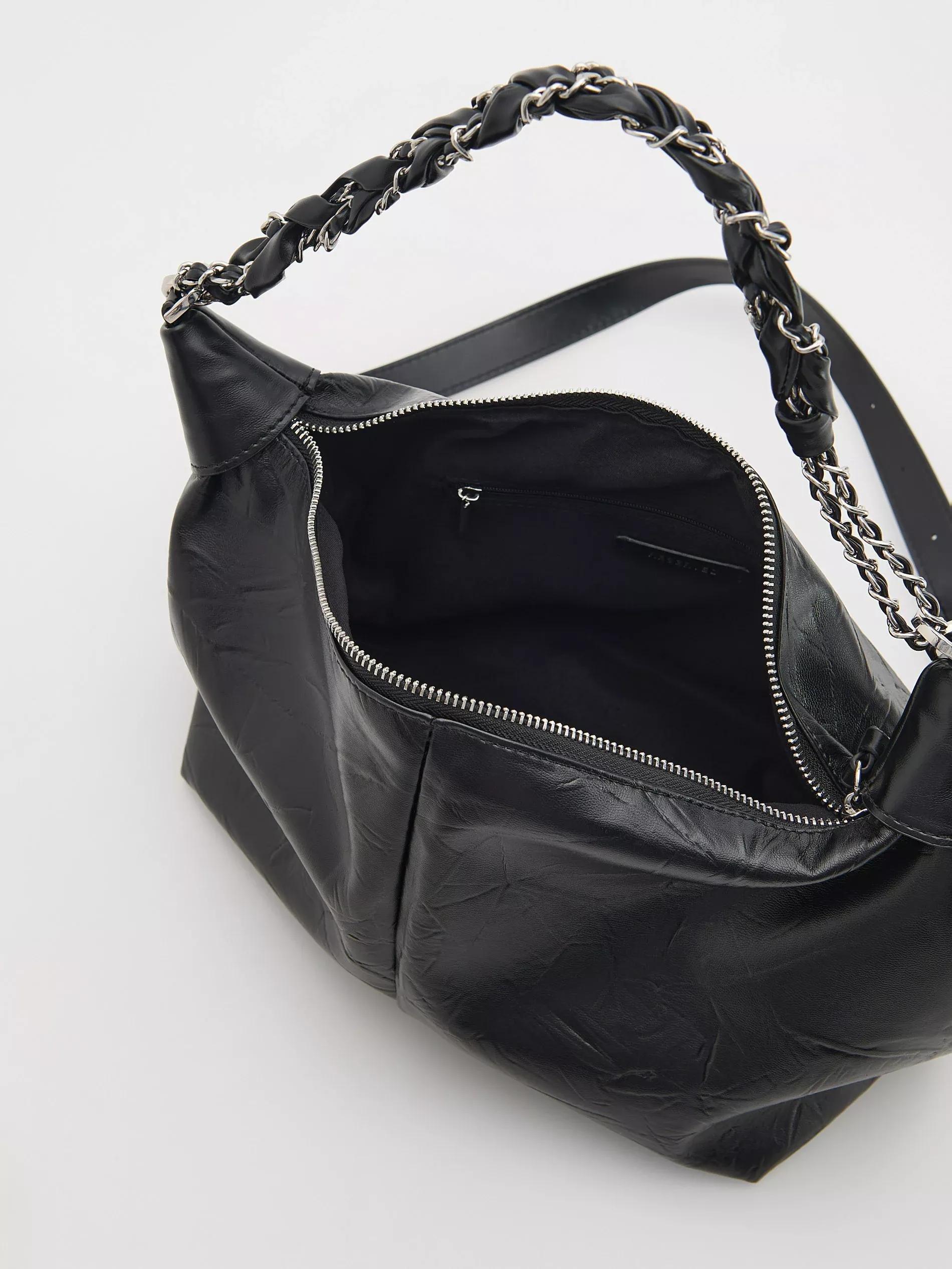 Black Chain Details Handbag, Black, large image number 3