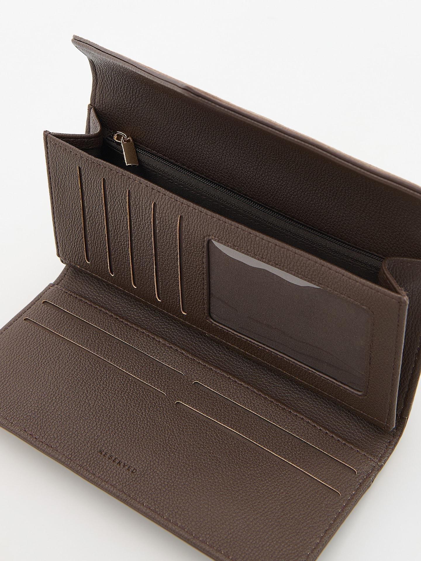 Brown Faux Suede Wallet, Brown, medium