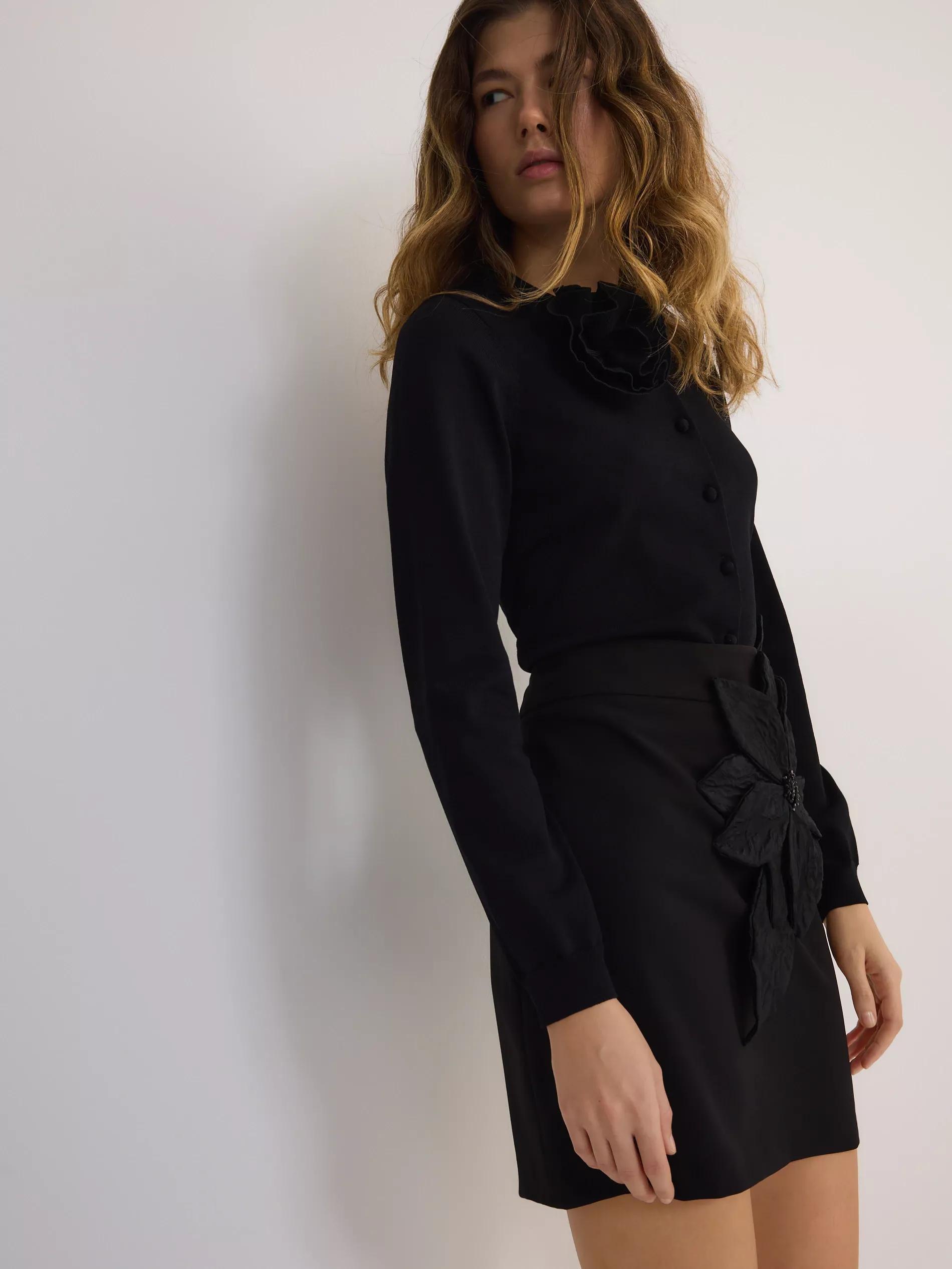 Black Cardigan Made Of Viscose Blend, , medium