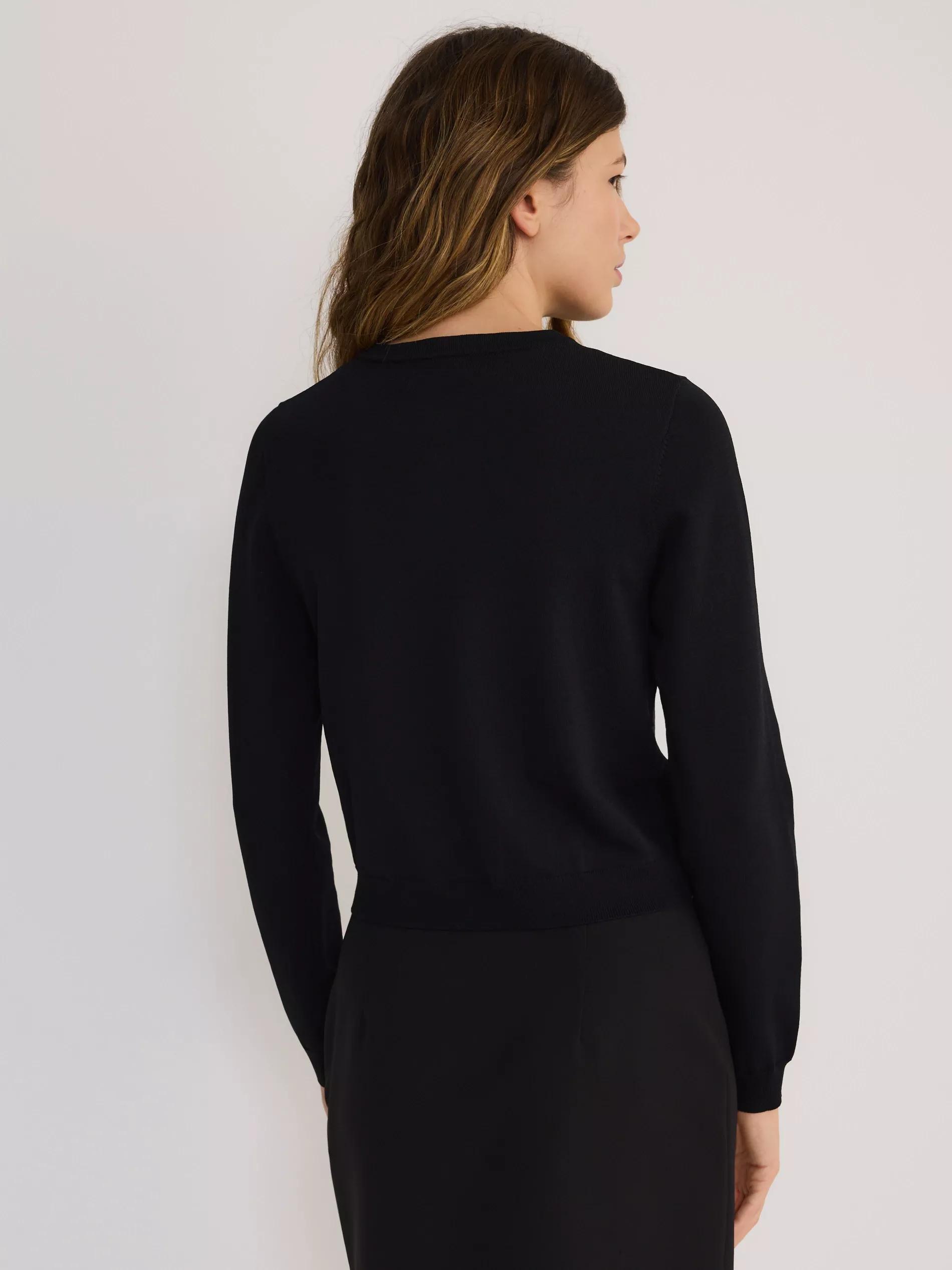 Black Cardigan Made Of Viscose Blend, , large image number 3
