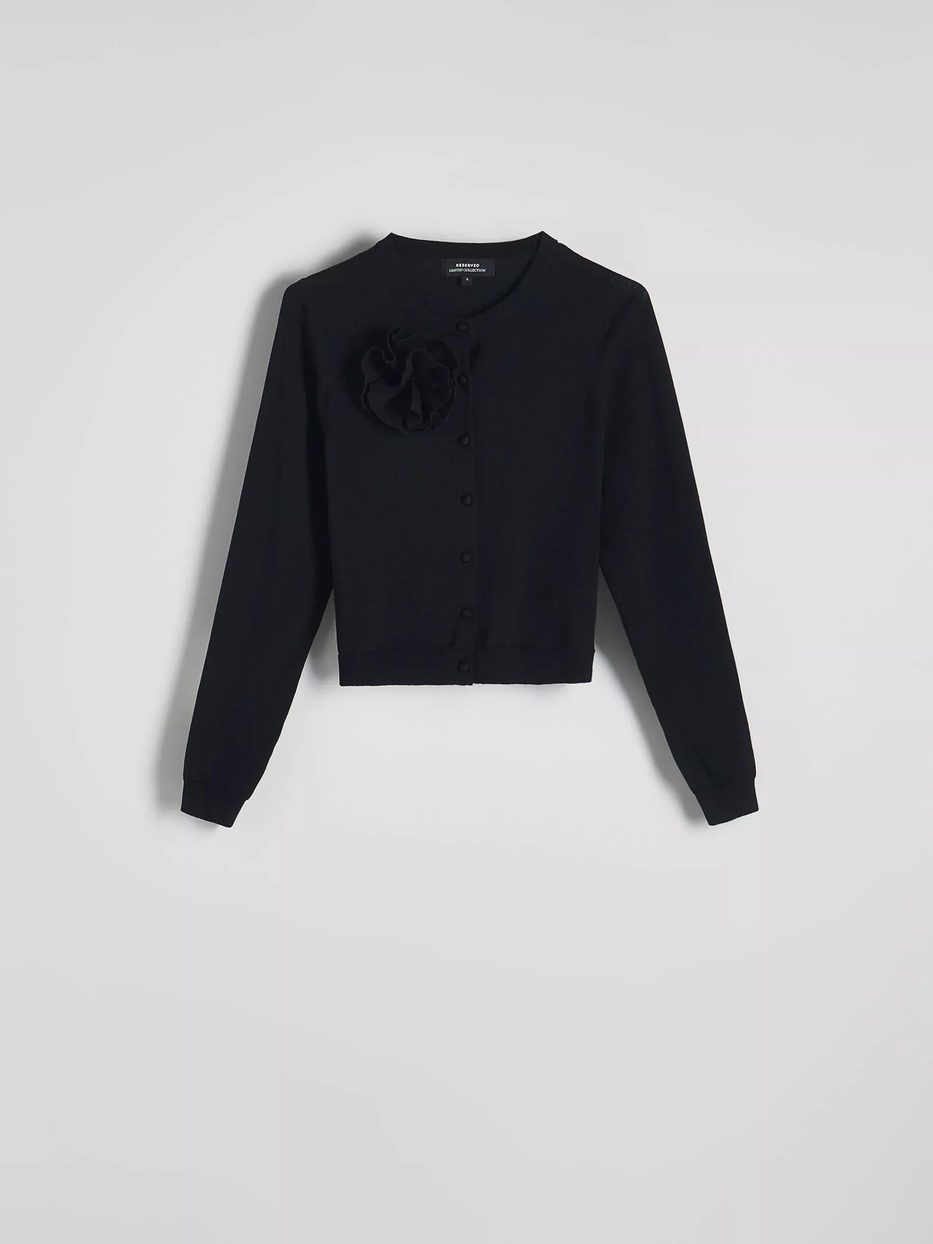 Black Cardigan Made Of Viscose Blend, , large image number 4