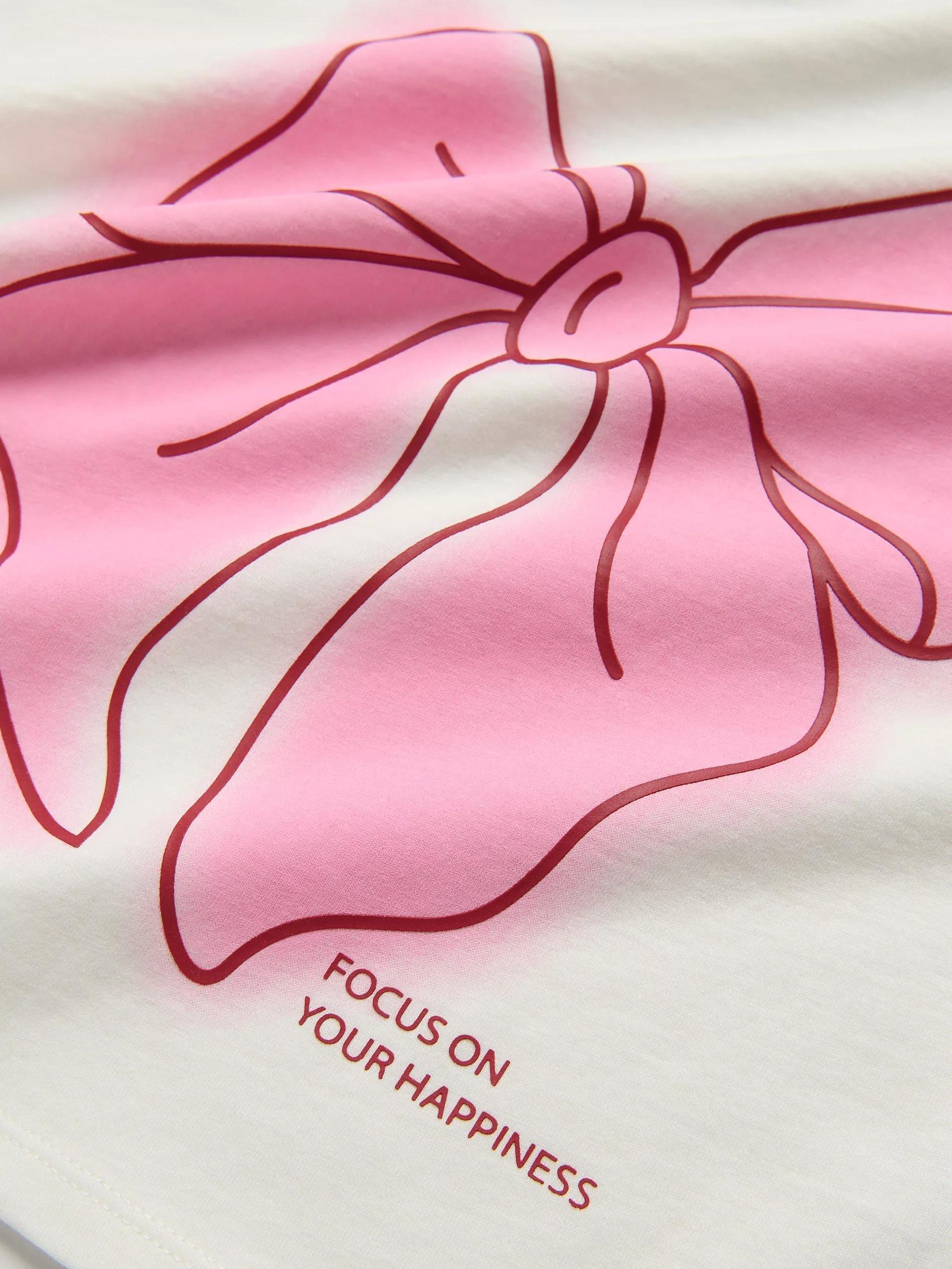 Cream Loose T-Shirt With Print, Ivory, large image number 1