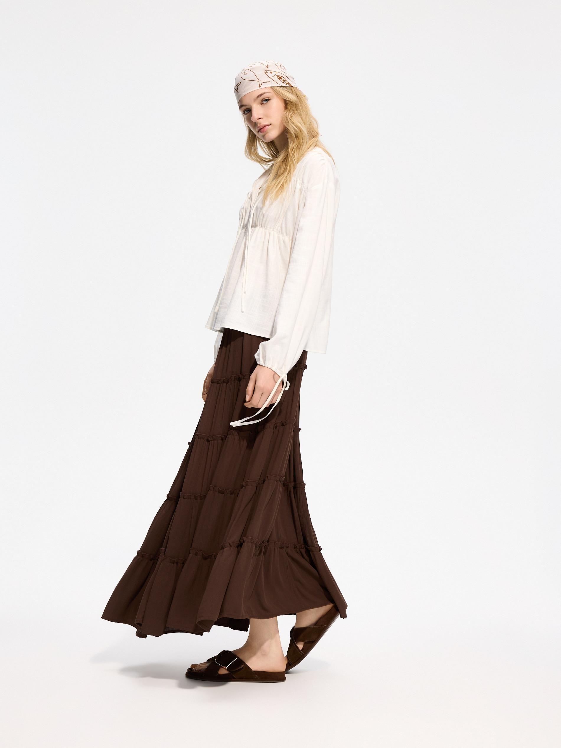 Brown Viscose Skirt, Brown, large image number 2