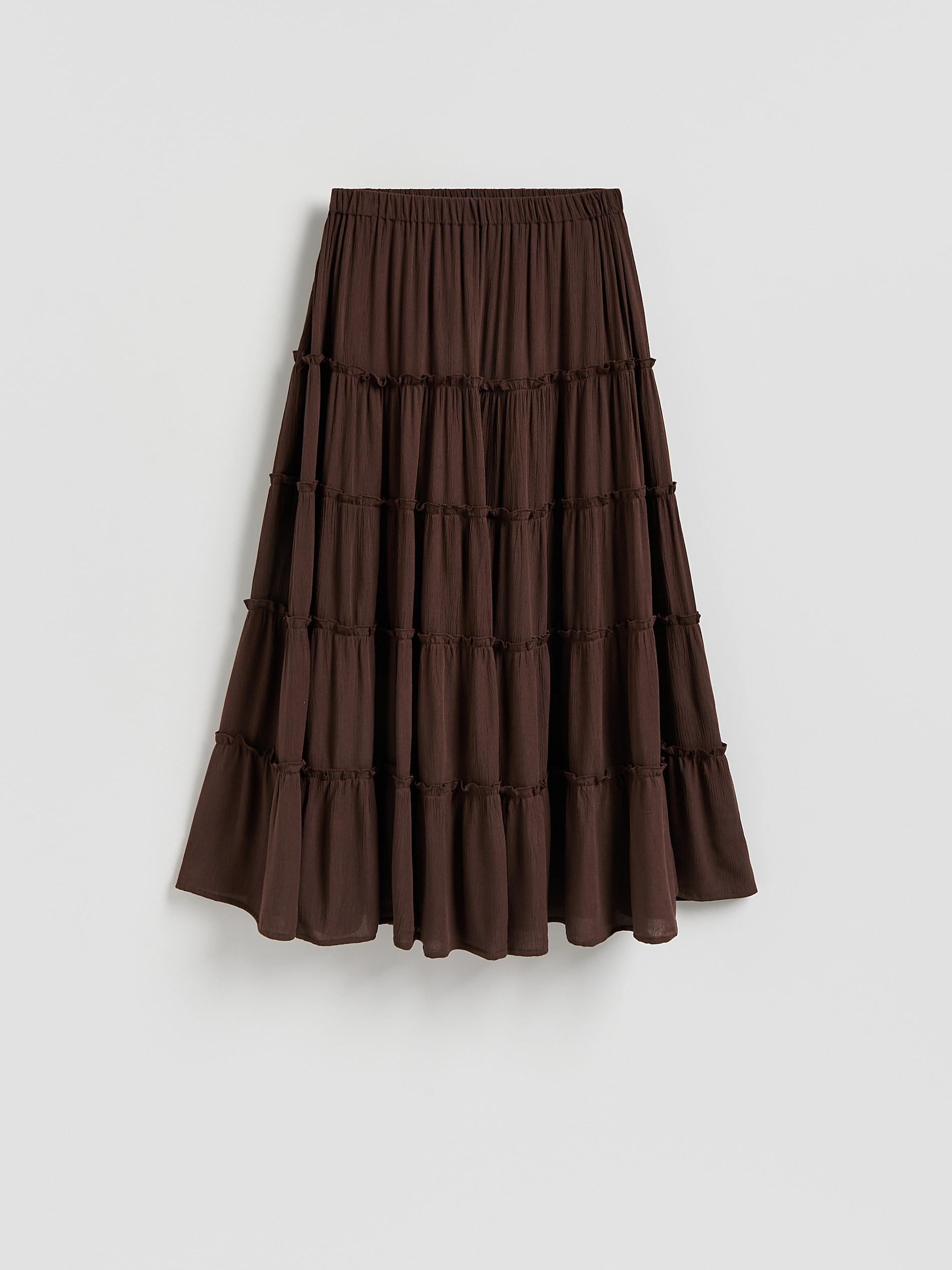 Brown Viscose Skirt, Brown, large image number 4