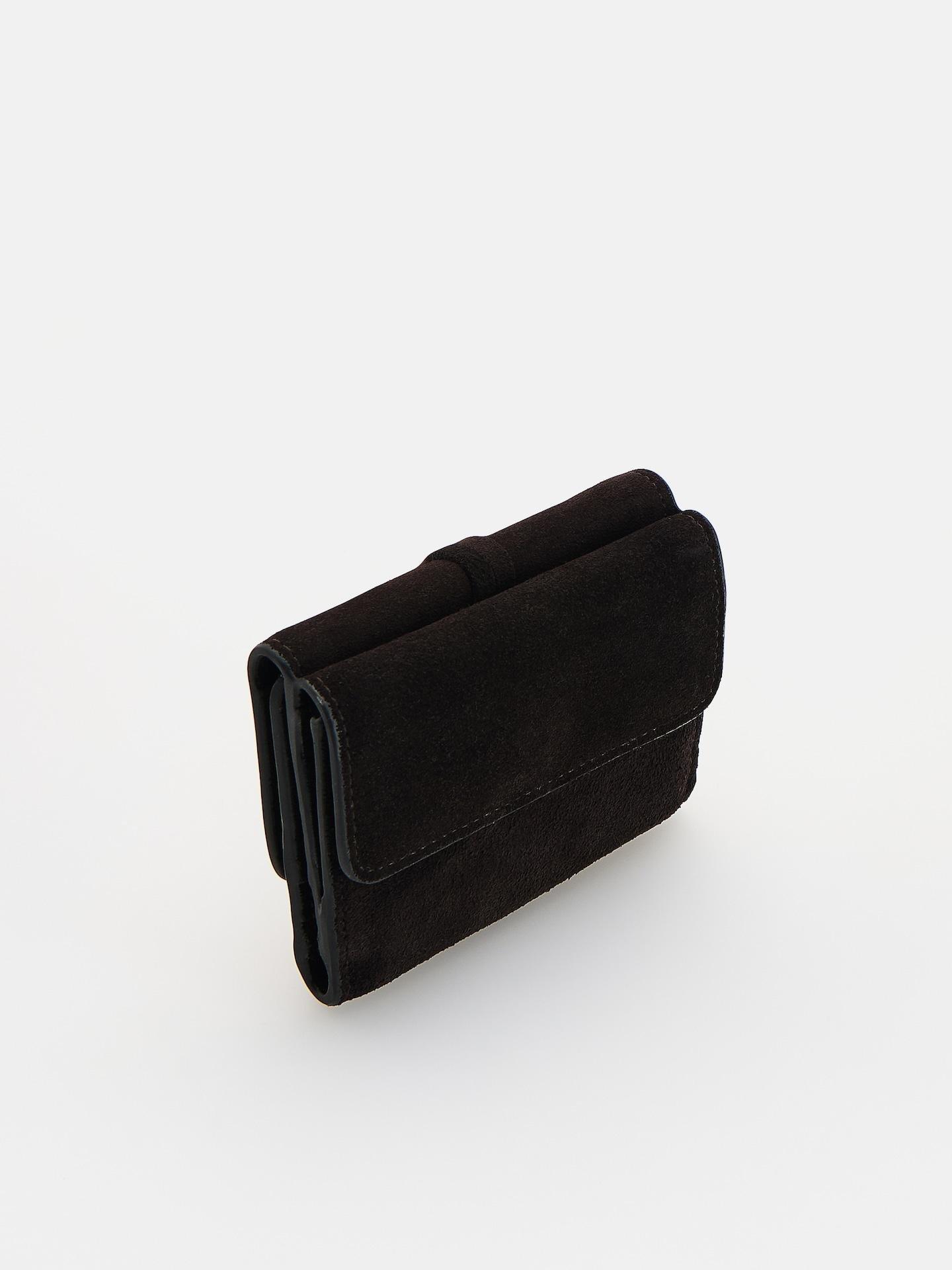 Brown Leather Blend Wallet, Brown, medium