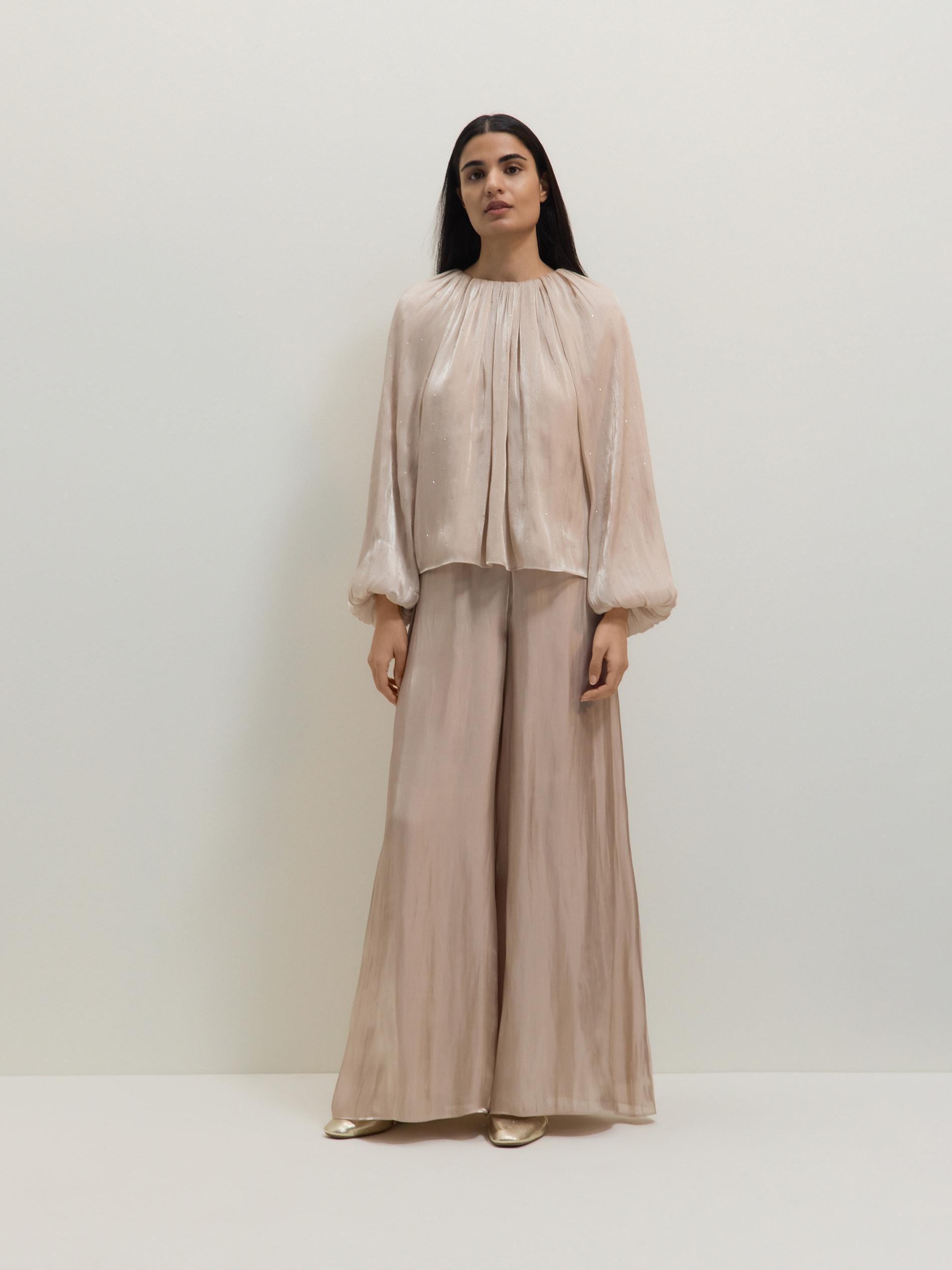 Beige Palazzo Pants, , large image number 0