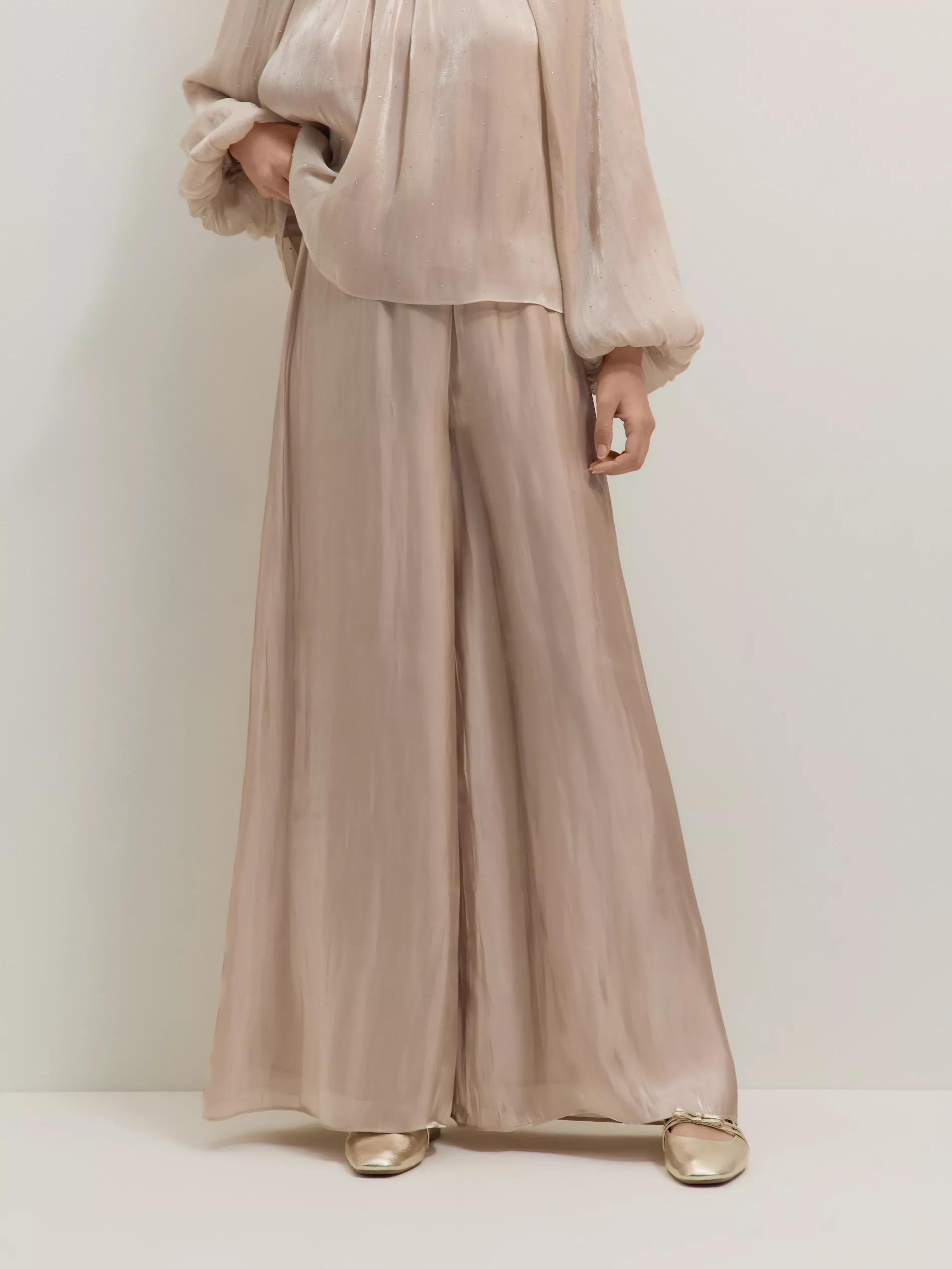 Beige Palazzo Pants, , large image number 1