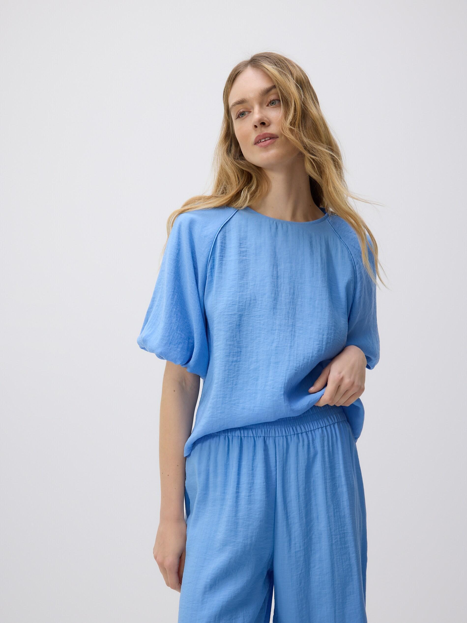 Blue Loose Modal Blend Trousers, Blue, large image number 4