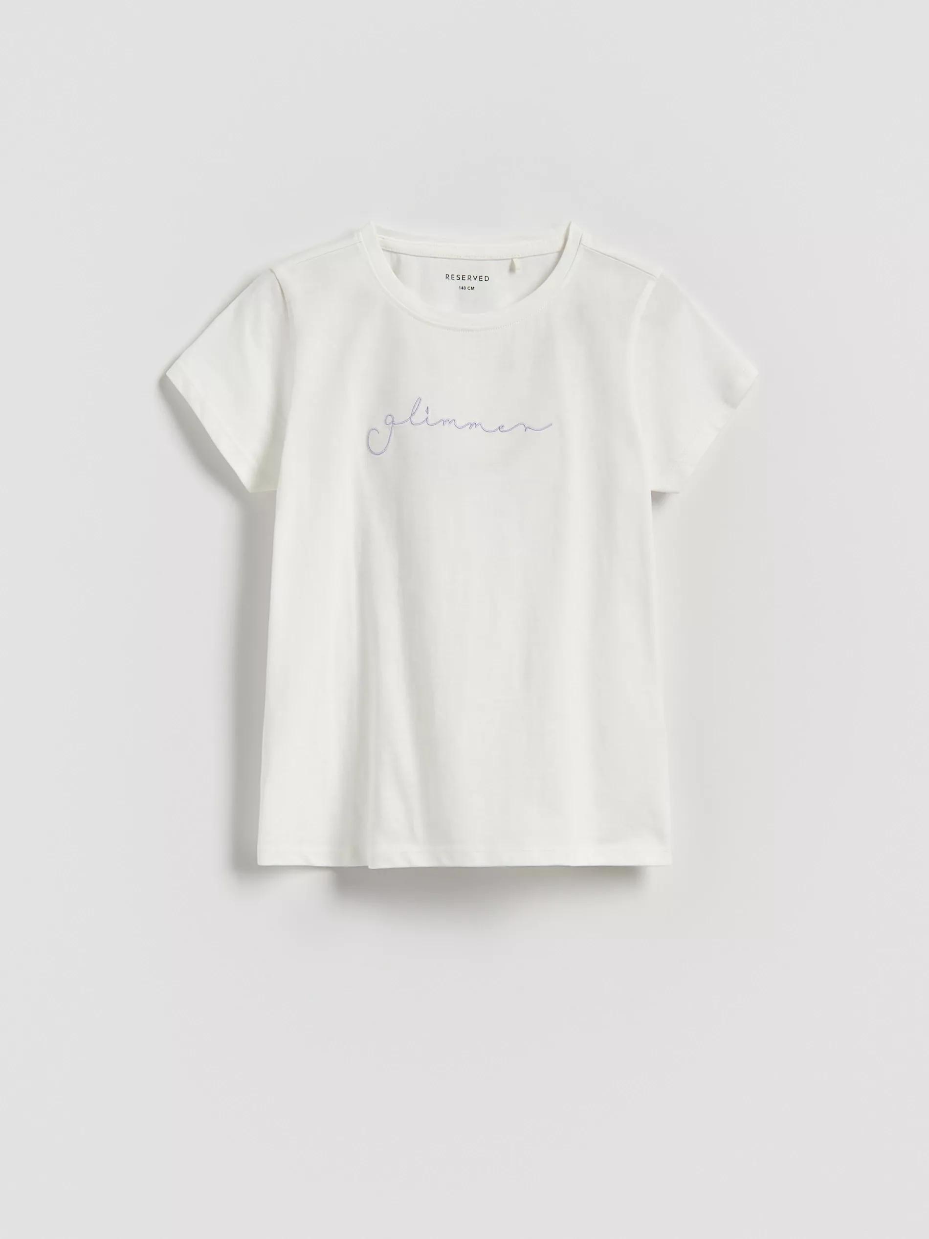 WHITE T-shirt with embroidered slogan, White, medium