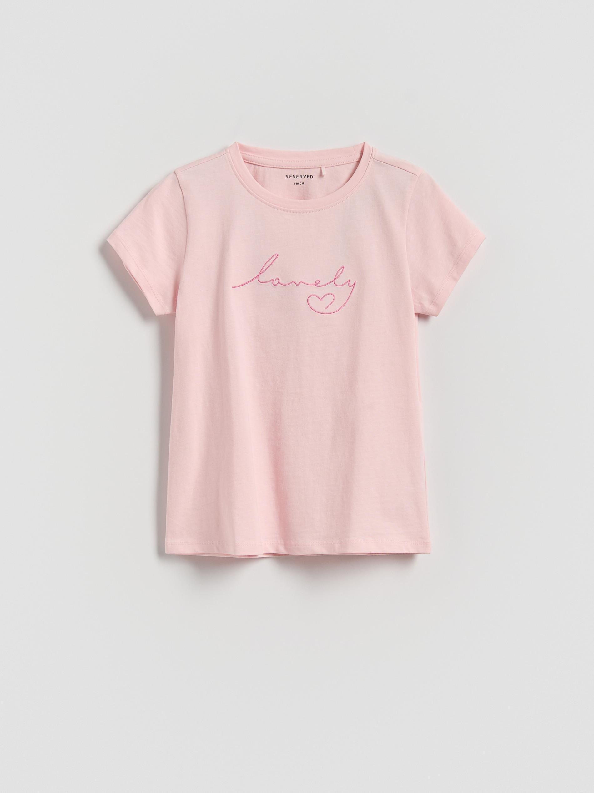 PINK T-shirt with embroidered slogan, , large image number 0