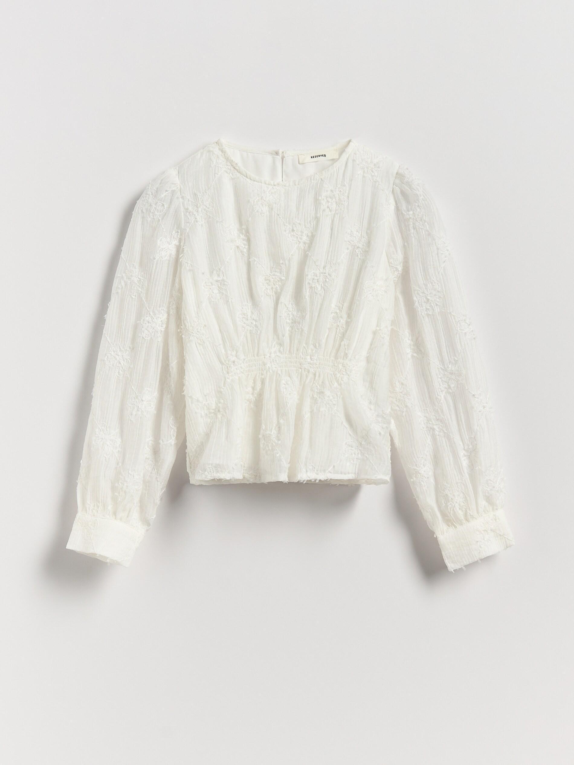 Cream Blouse With Embroidery Detailing, Ivory, large image number 0