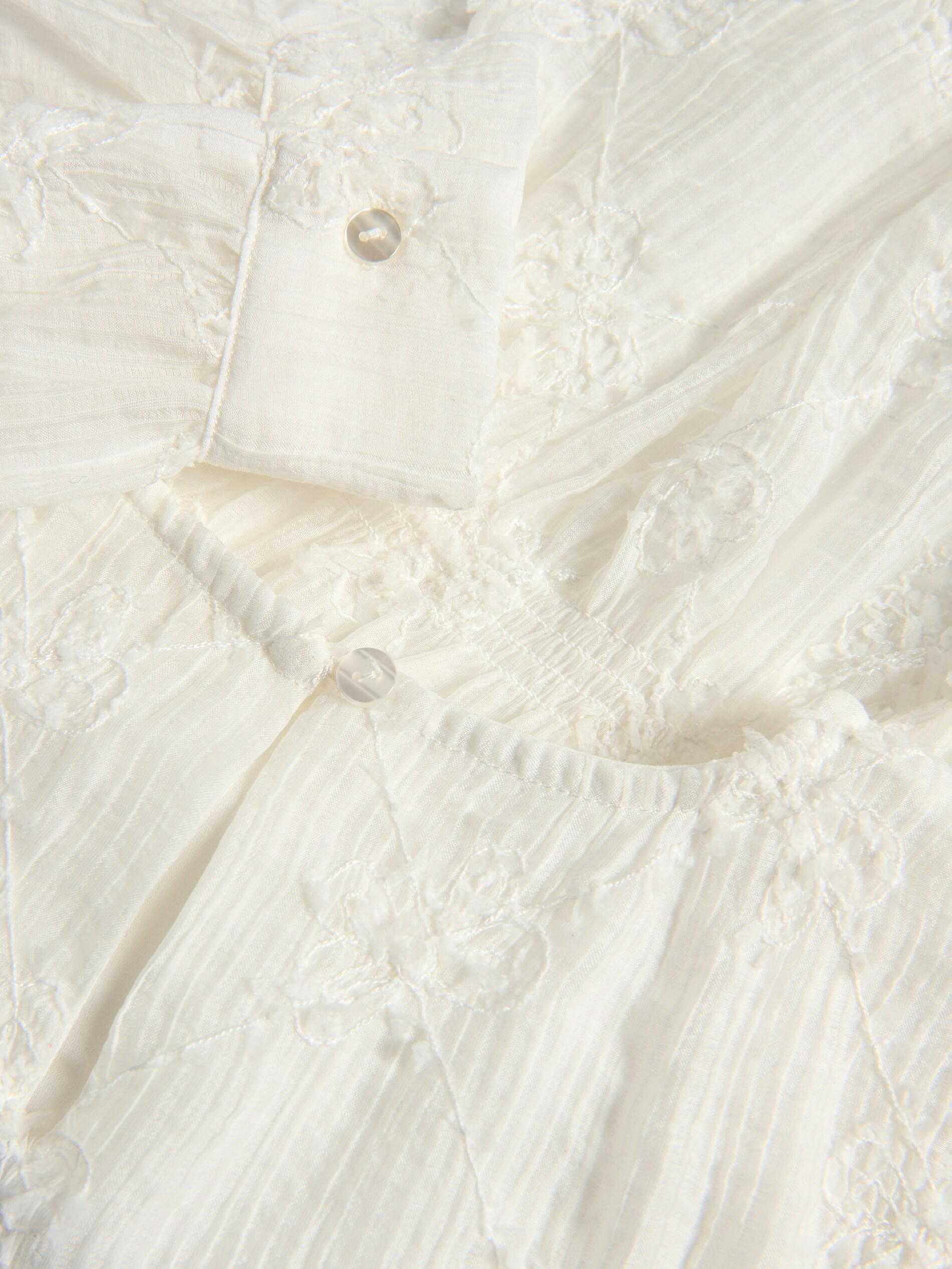 Cream Blouse With Embroidery Detailing, Ivory, large image number 3