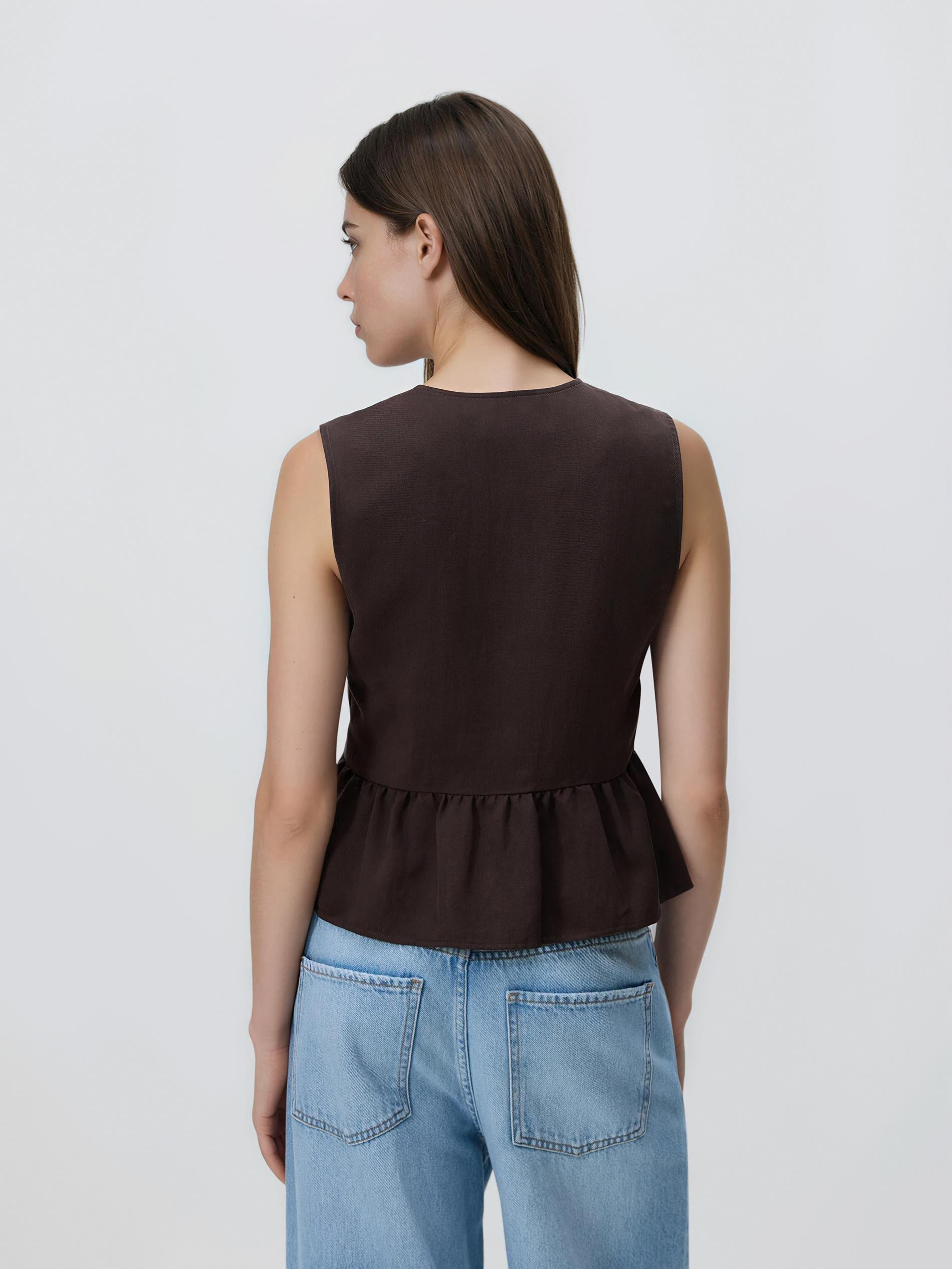 Brown Lyocell Rich Vest, Brown, large image number 3
