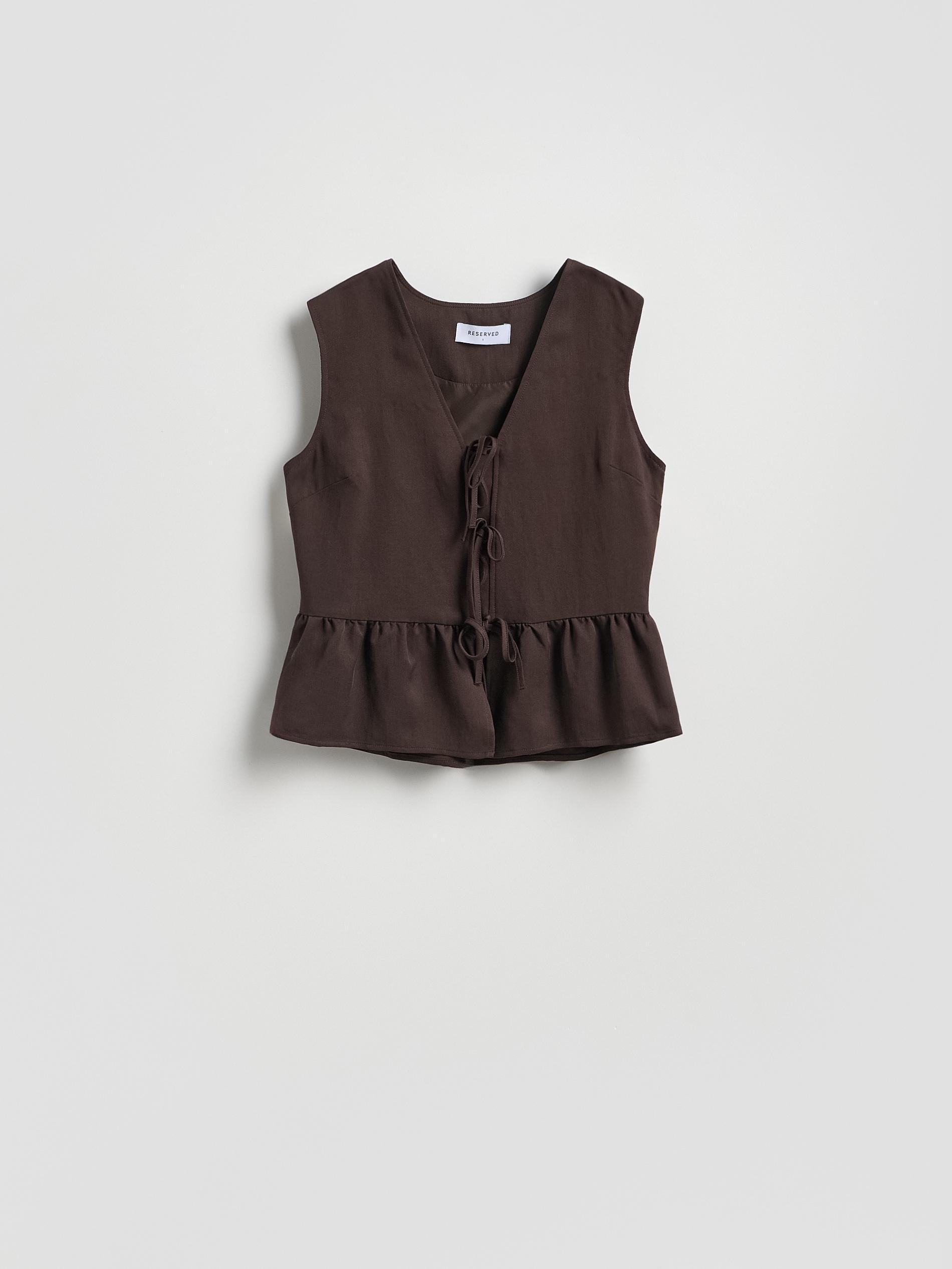 Brown Lyocell Rich Vest, Brown, large image number 4