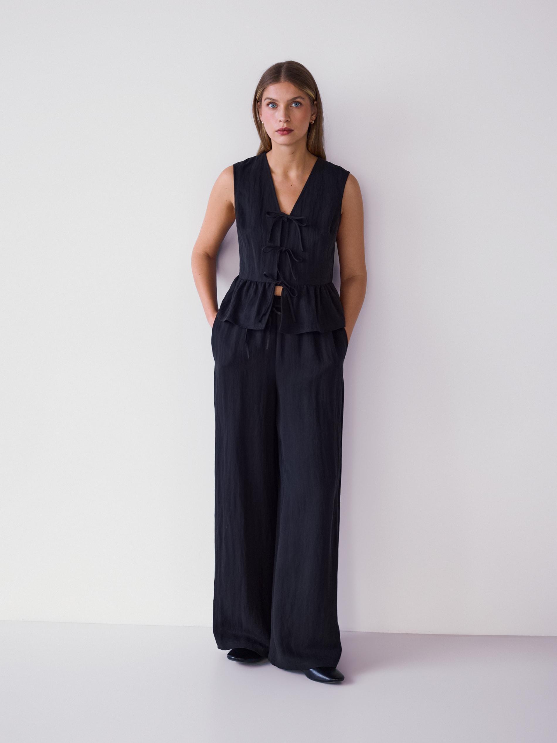 Black Lyocell Rich Vest, Black, medium