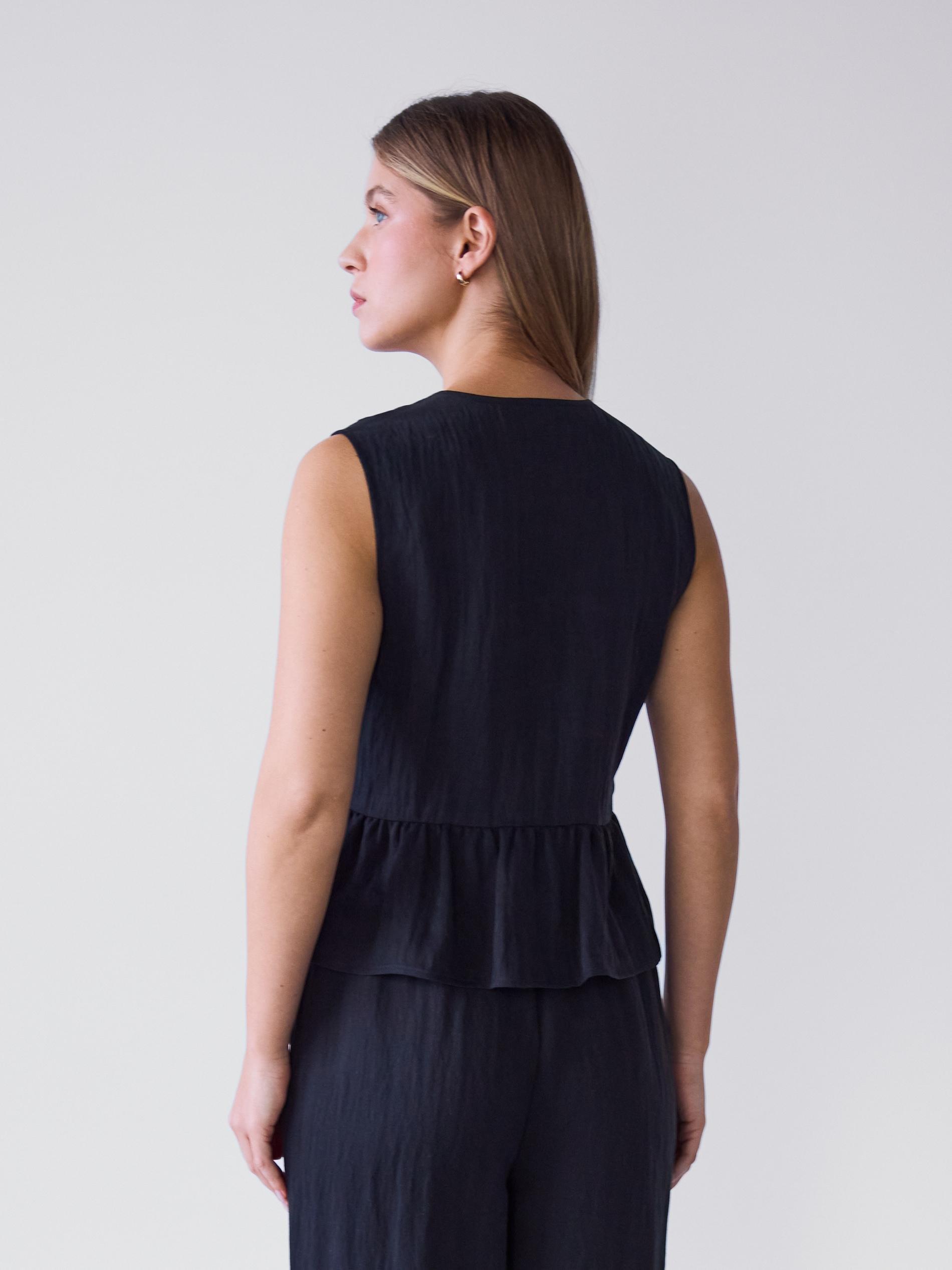 Black Lyocell Rich Vest, Black, large image number 3