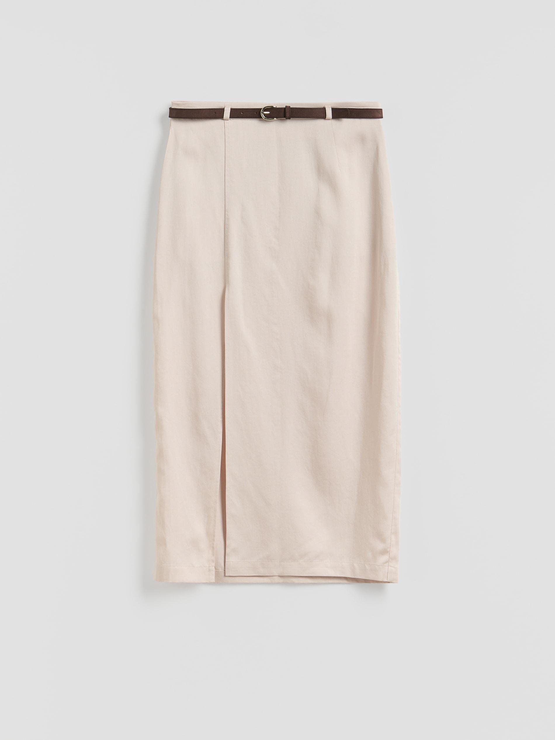 Beige Lyocell Blend Skirt, Beige, large image number 3