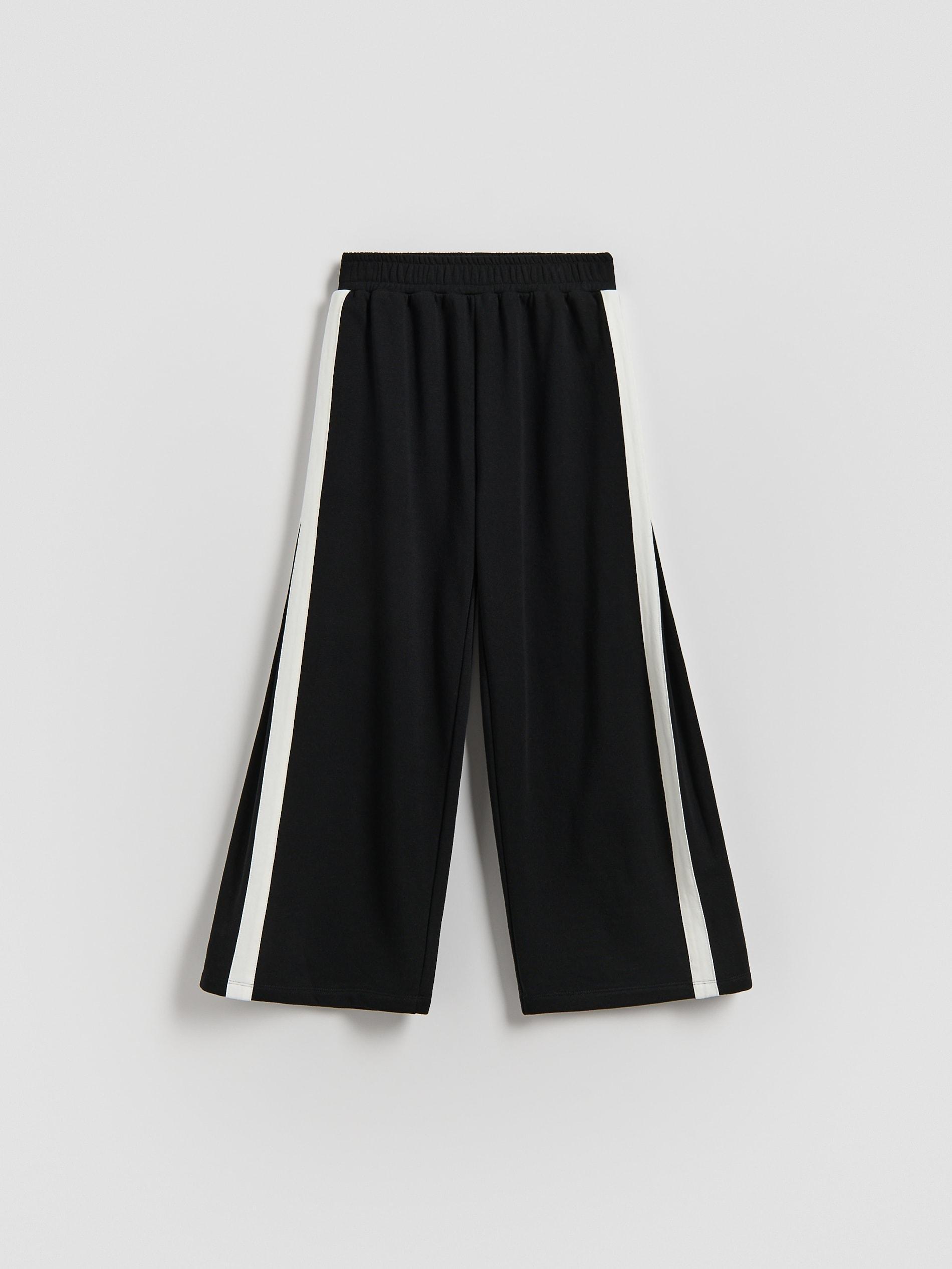Black Sweatpants With Side Stripes, Black, large image number 0