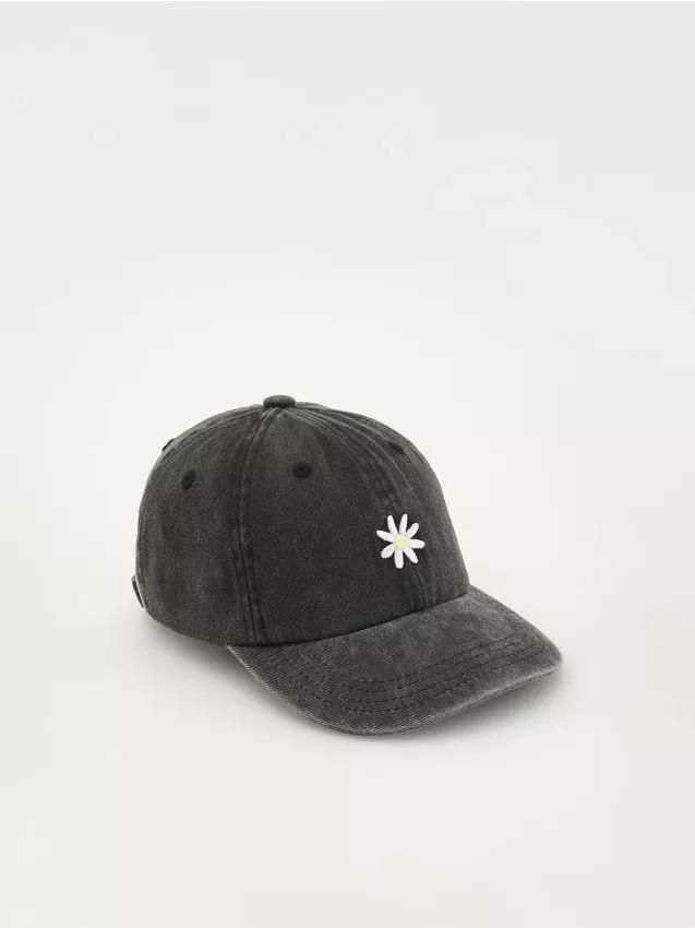 Grey Embroidered Cap, Kids Girls, , large image number 0