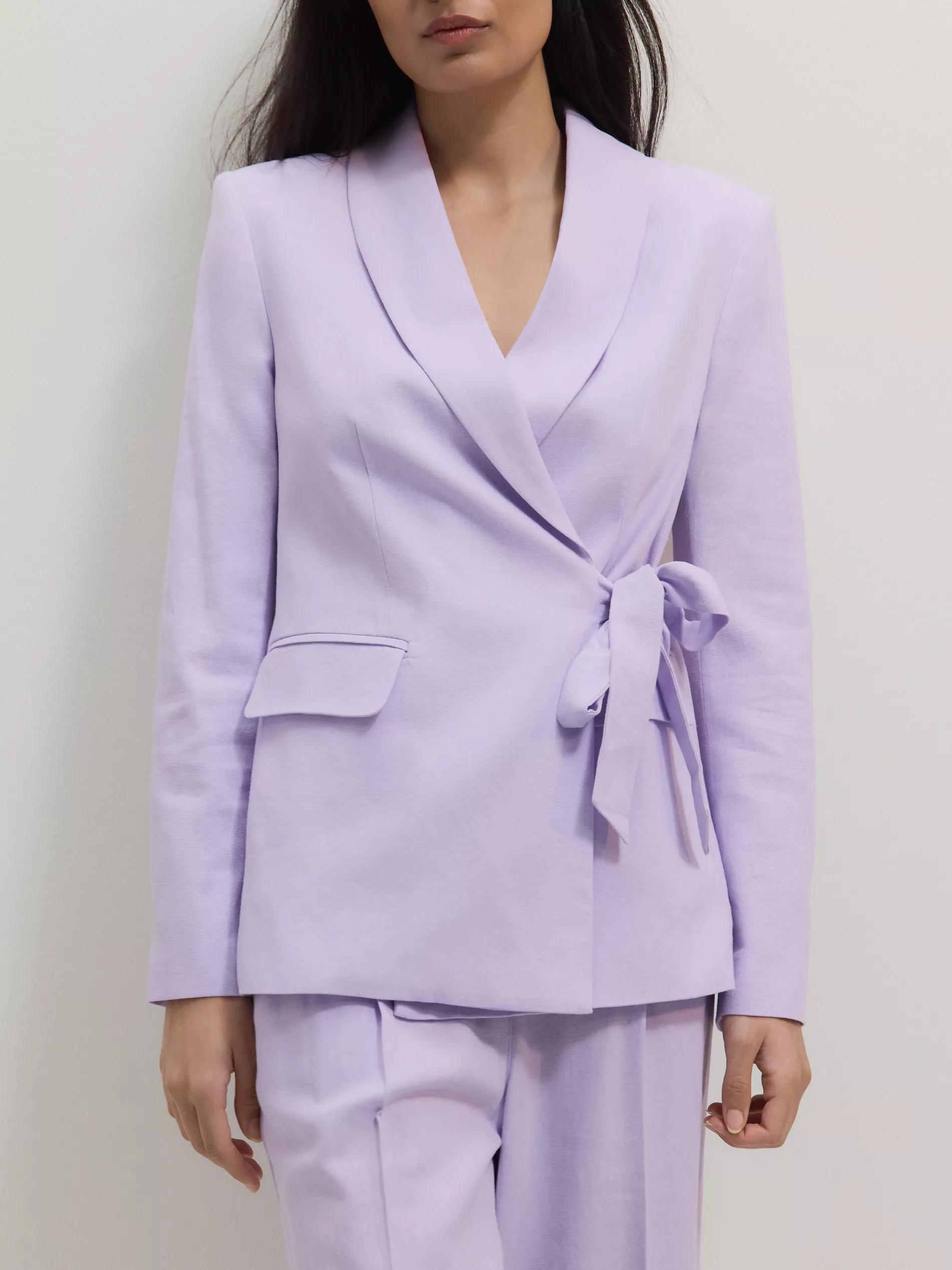 Lavender Plain Belted Blazer, , large image number 1