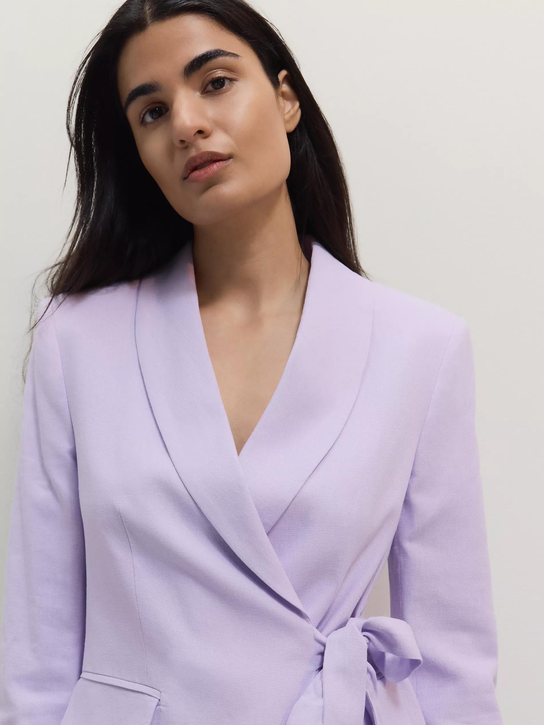 Lavender Plain Belted Blazer, , large image number 3