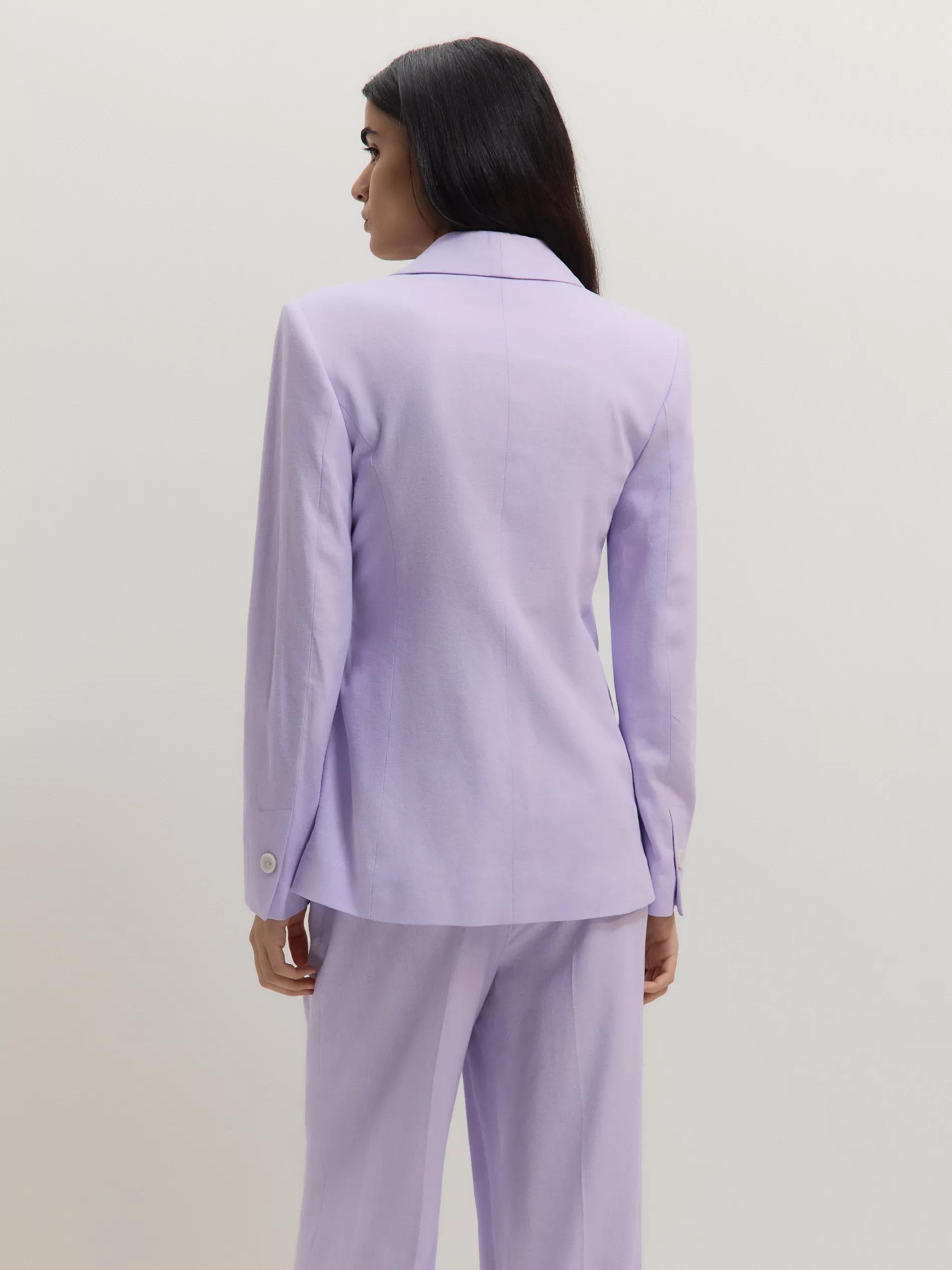 Lavender Plain Belted Blazer, , large image number 4