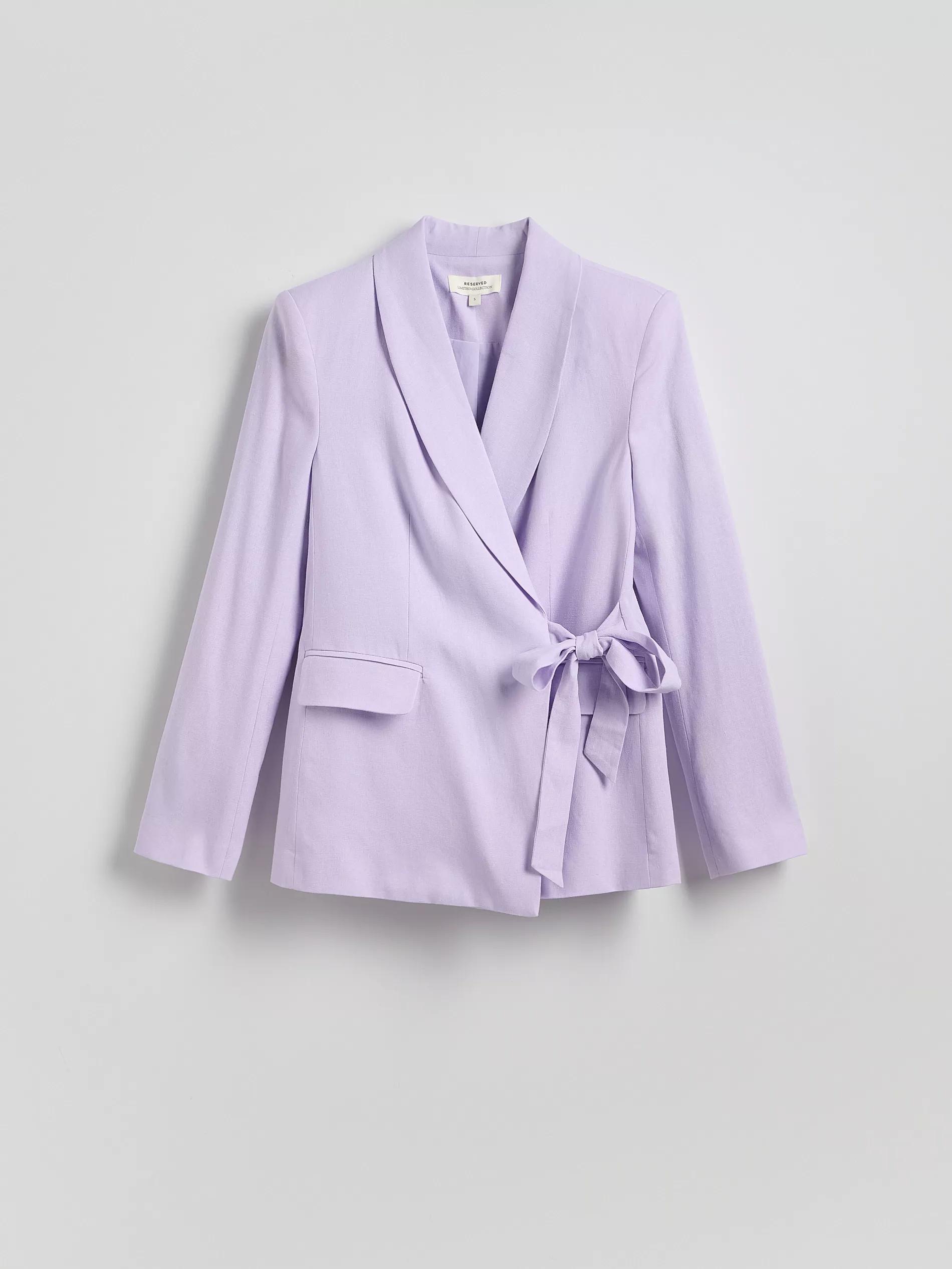 Lavender Plain Belted Blazer, , large image number 5