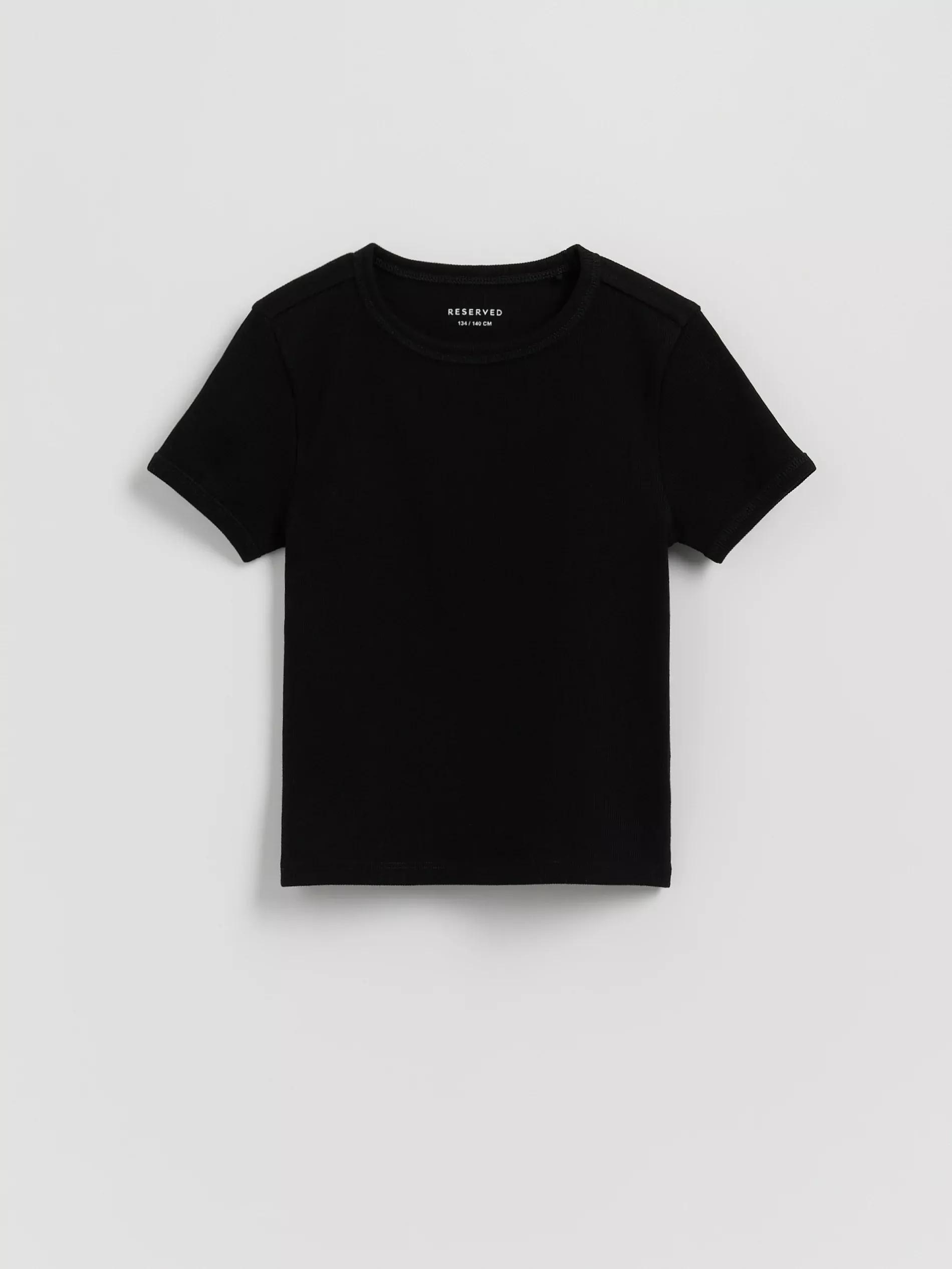 Black Cotton T-Shirt, Black, medium