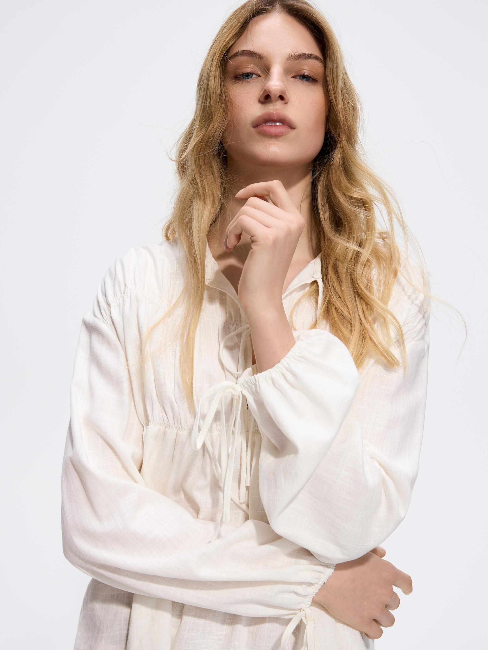 White Viscose Blend Blouse, White, large image number 0