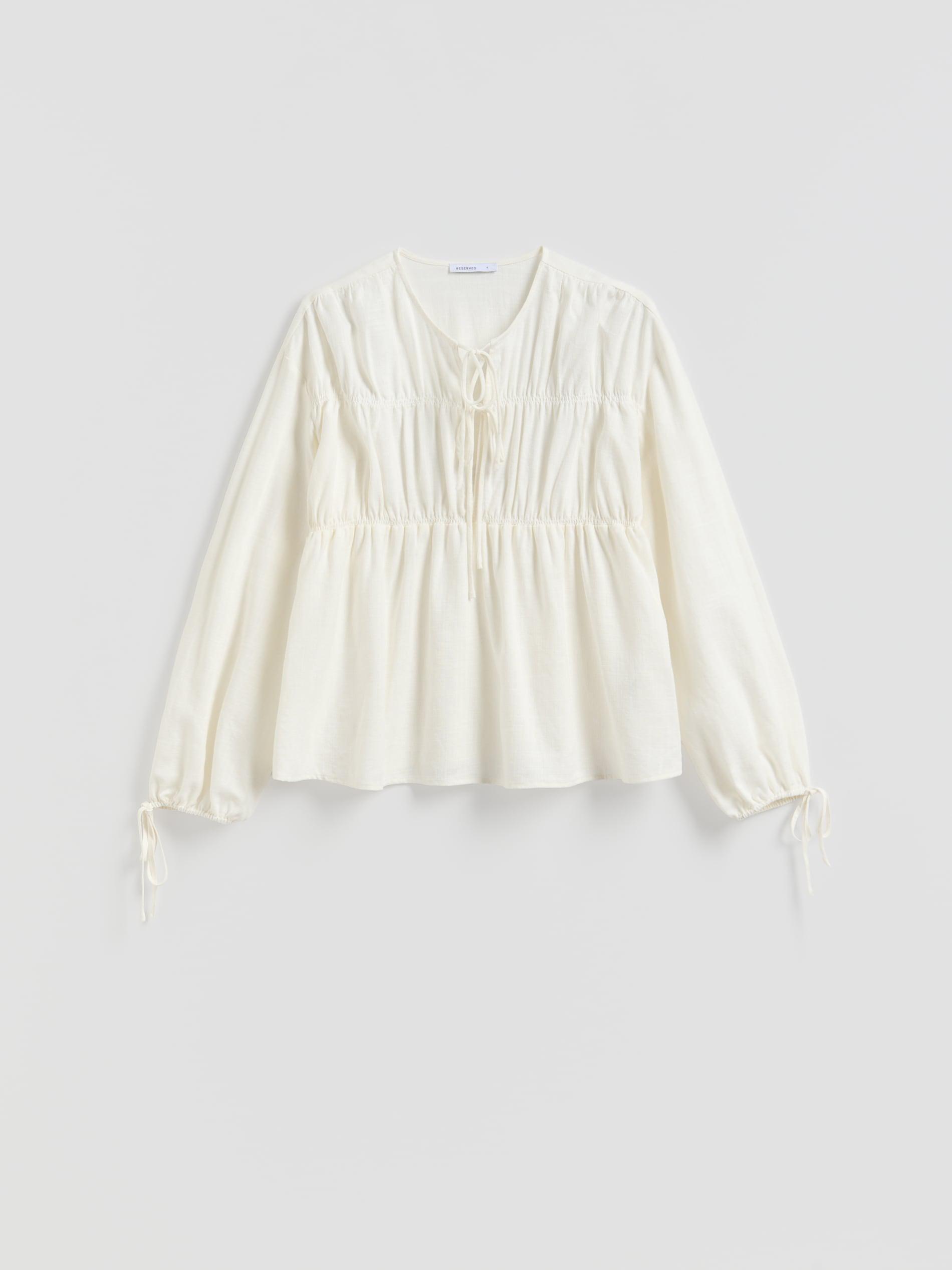 White Viscose Blend Blouse, White, large image number 4