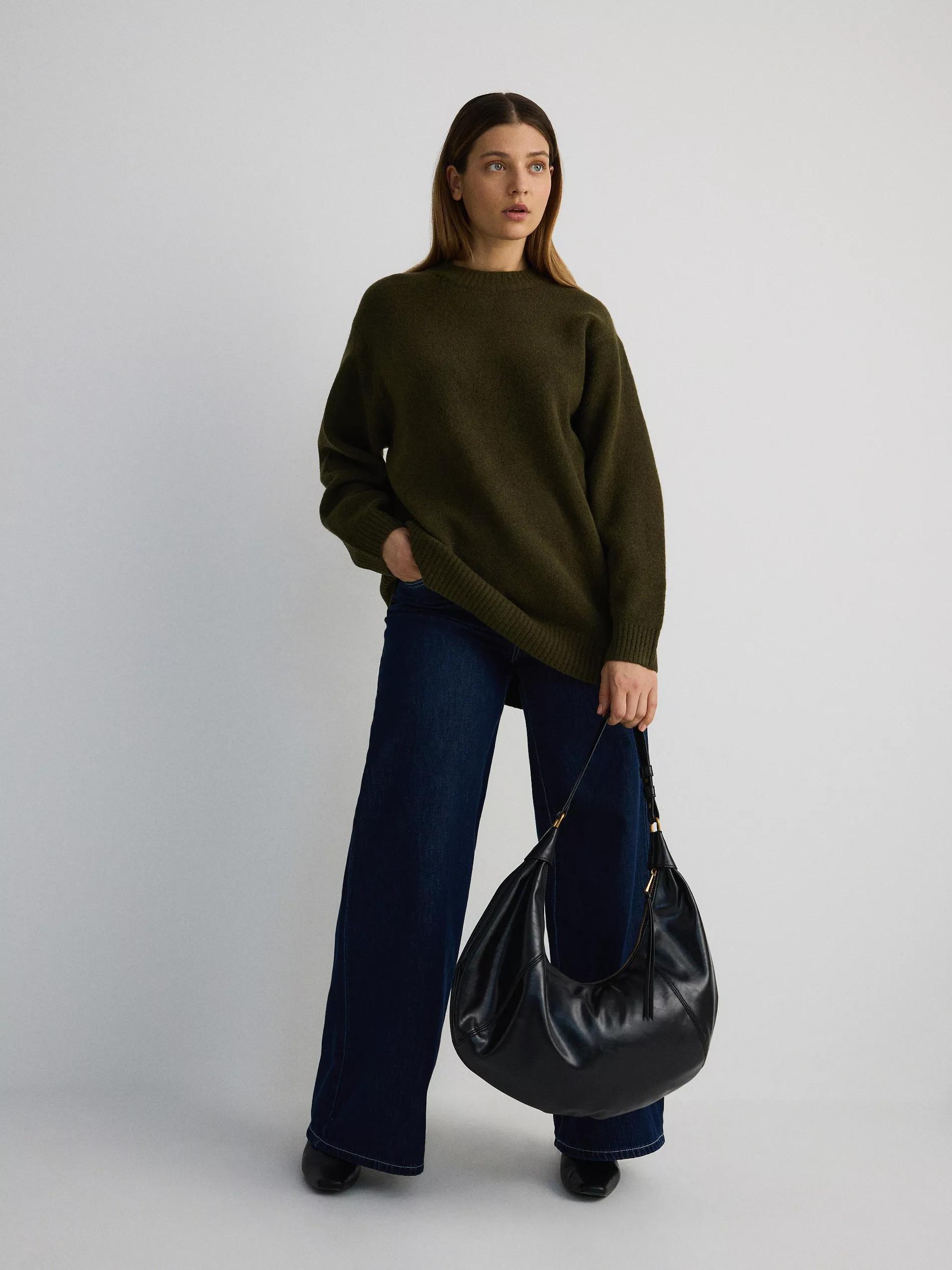 Black Plain Handmade Hobo Bag, Black, large image number 1