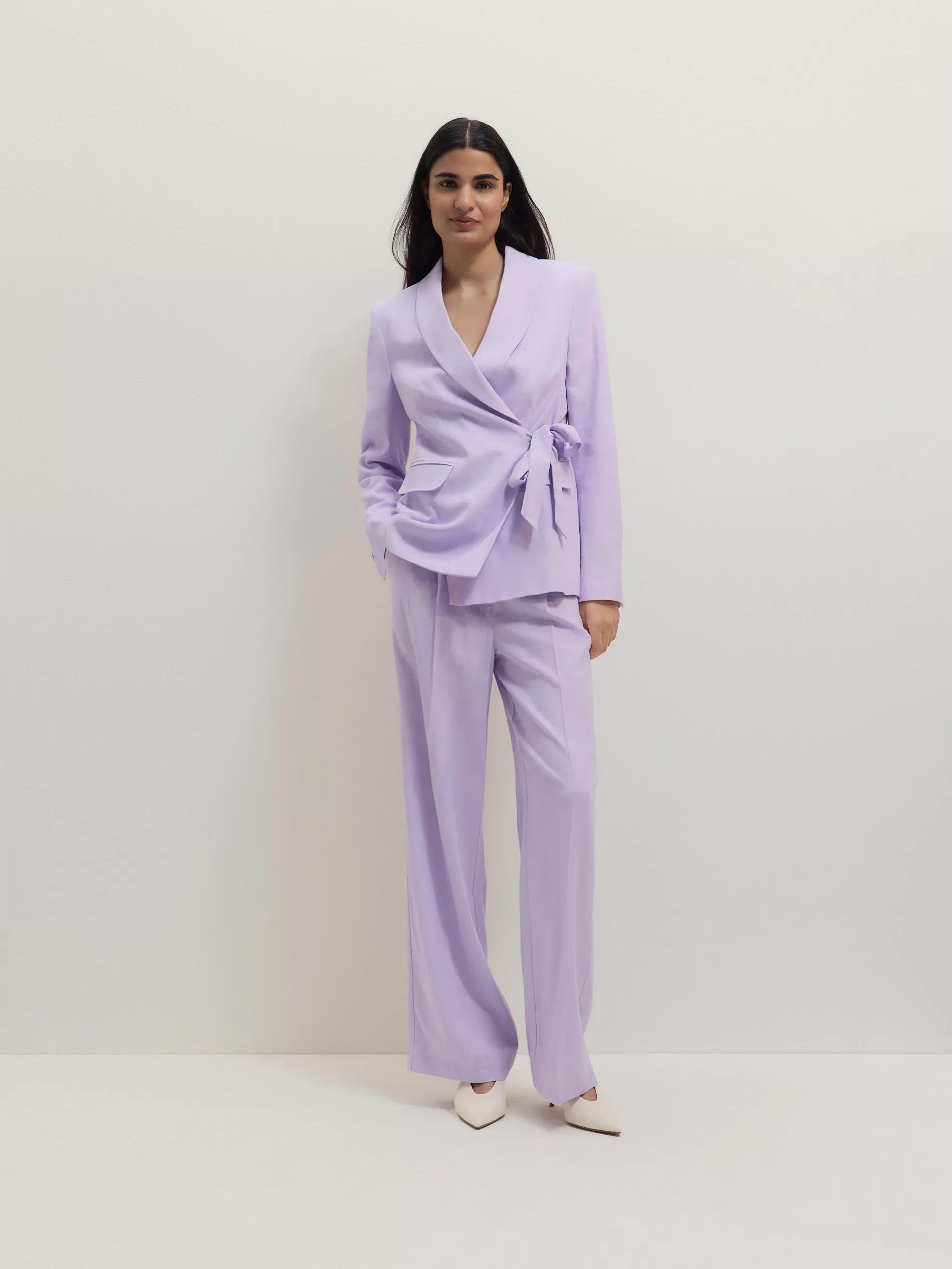 Lavender Wide Leg Trousers With High Linen Content, , large image number 0