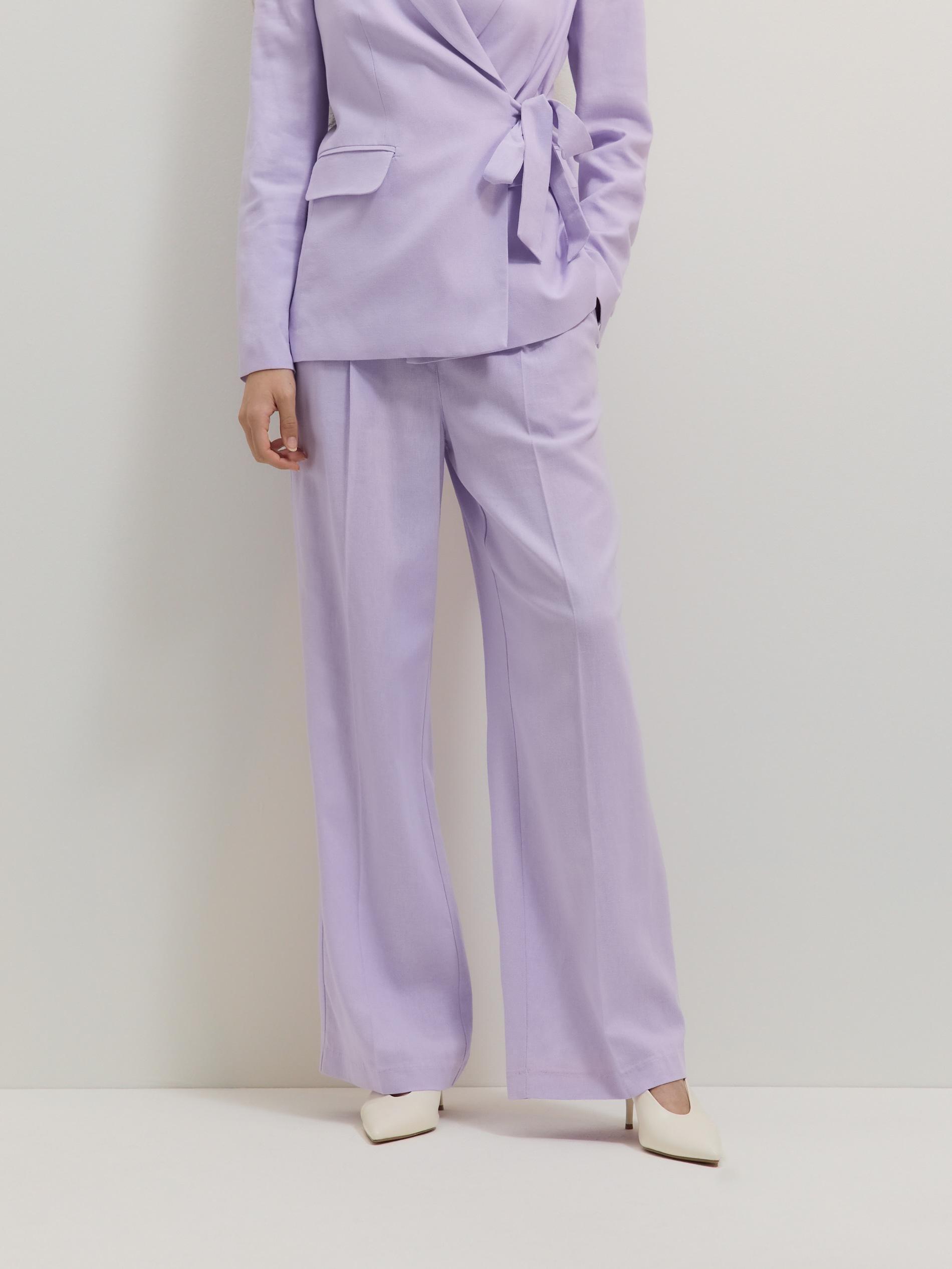 Lavender Wide Leg Trousers With High Linen Content, , large image number 1