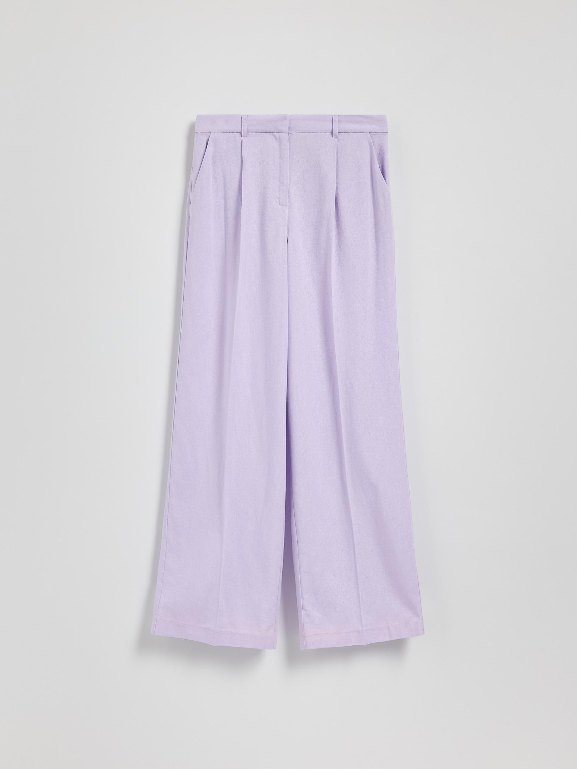 Lavender Wide Leg Trousers With High Linen Content, , large image number 4