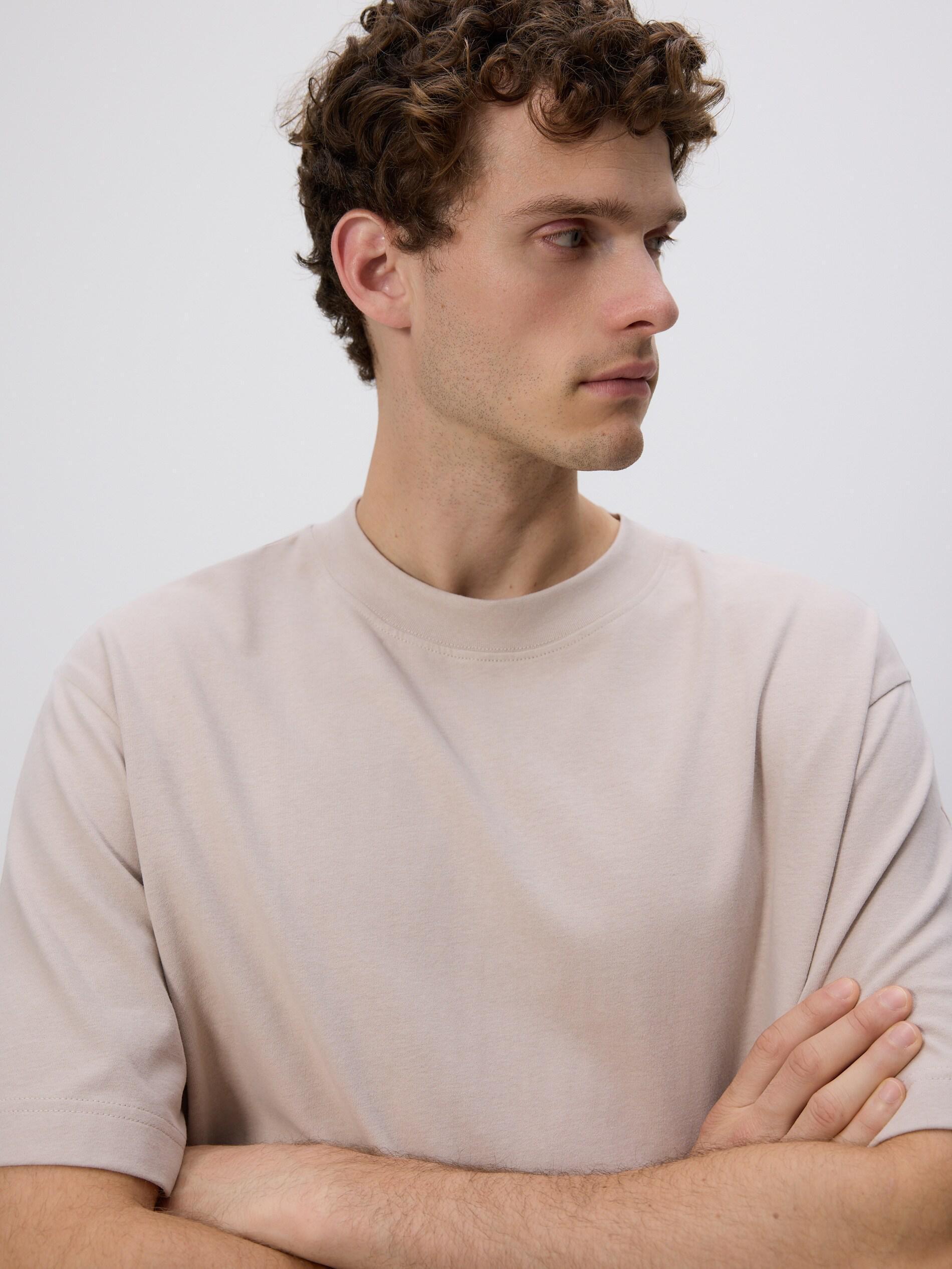 BEIGE Boxy cotton T-shirt, Beige, medium