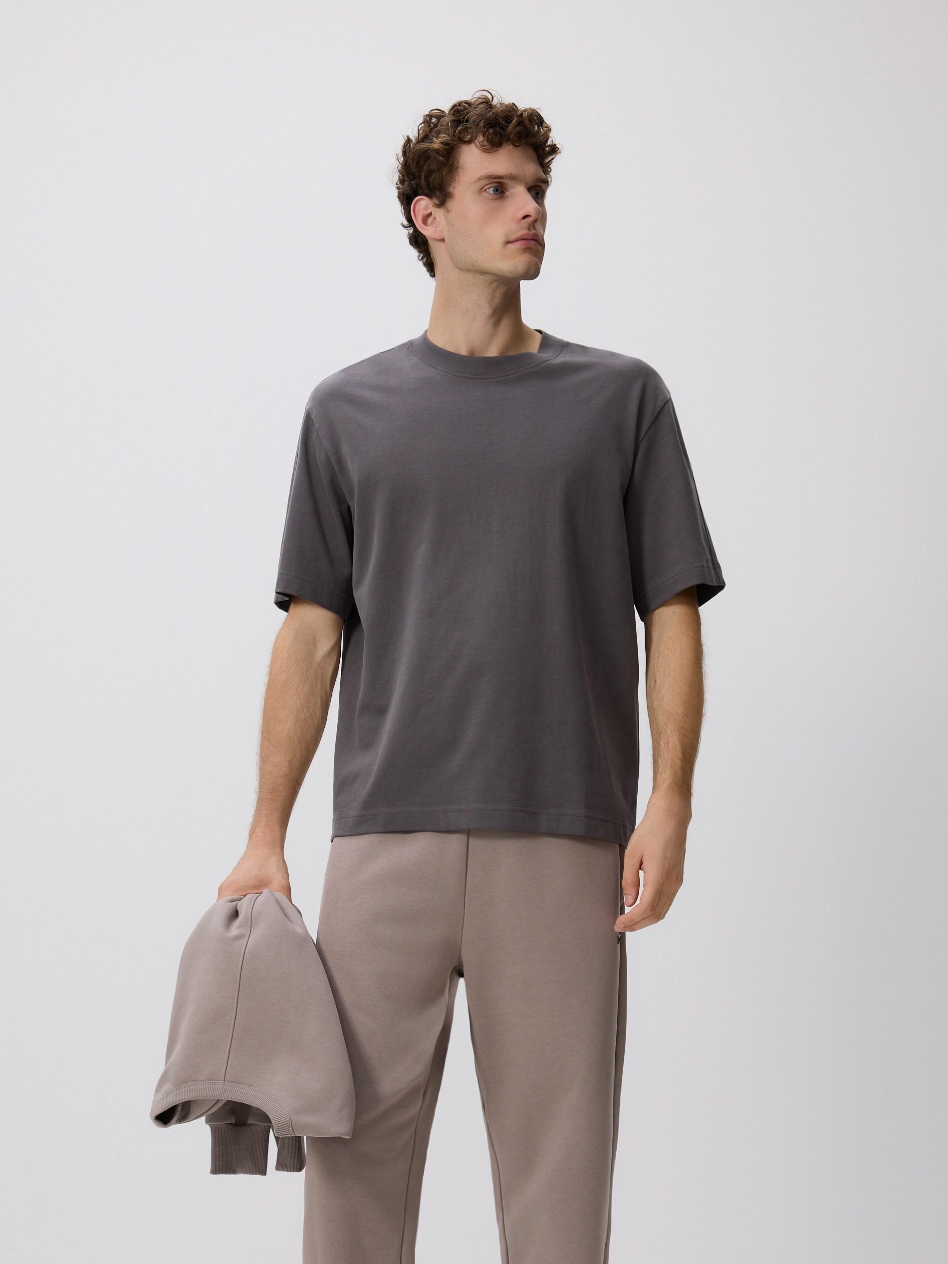 DARK GREY Boxy cotton T-shirt, Grey, large image number 0