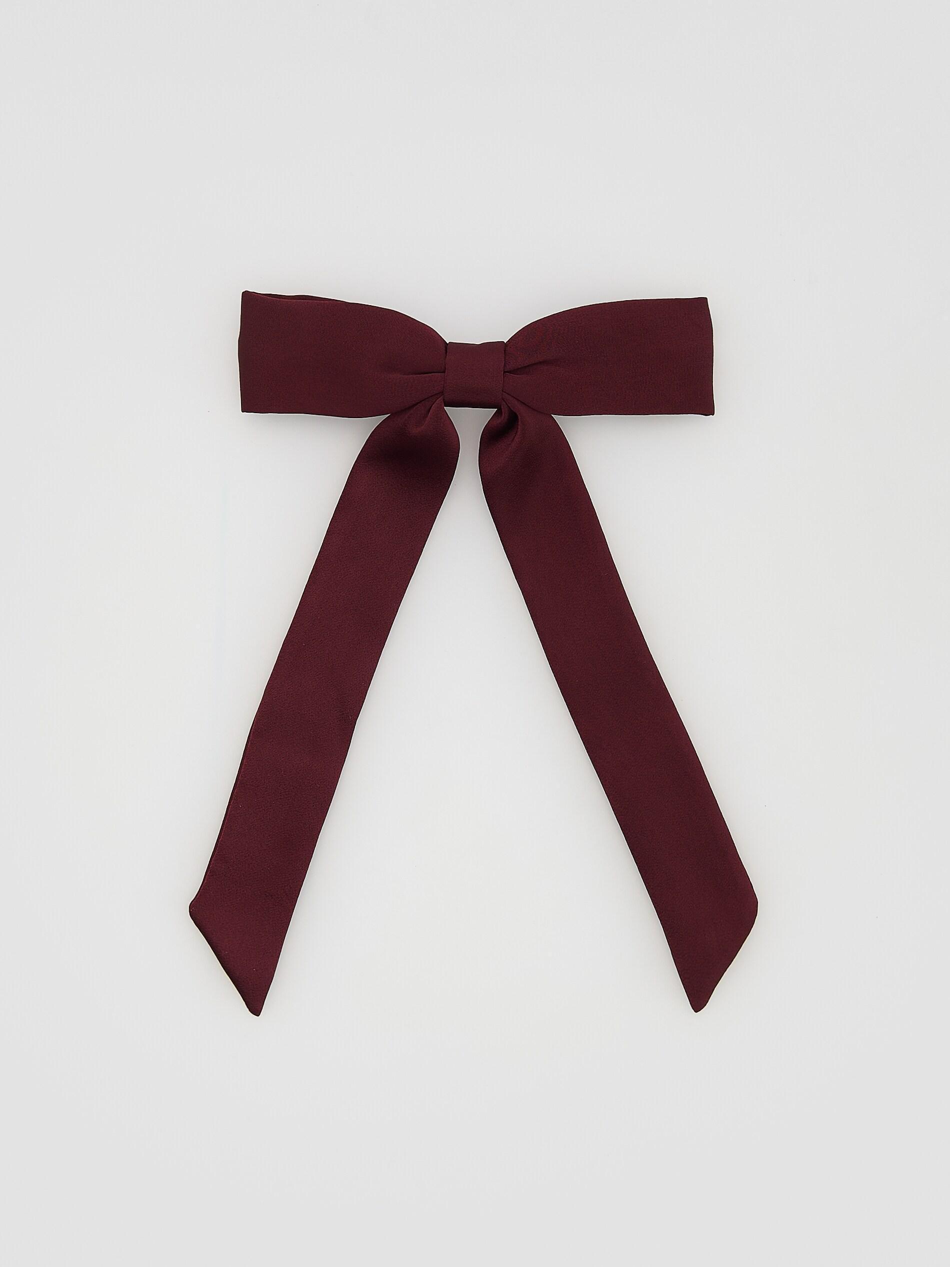 Brown Bow Hair Clip, Burgundy, medium