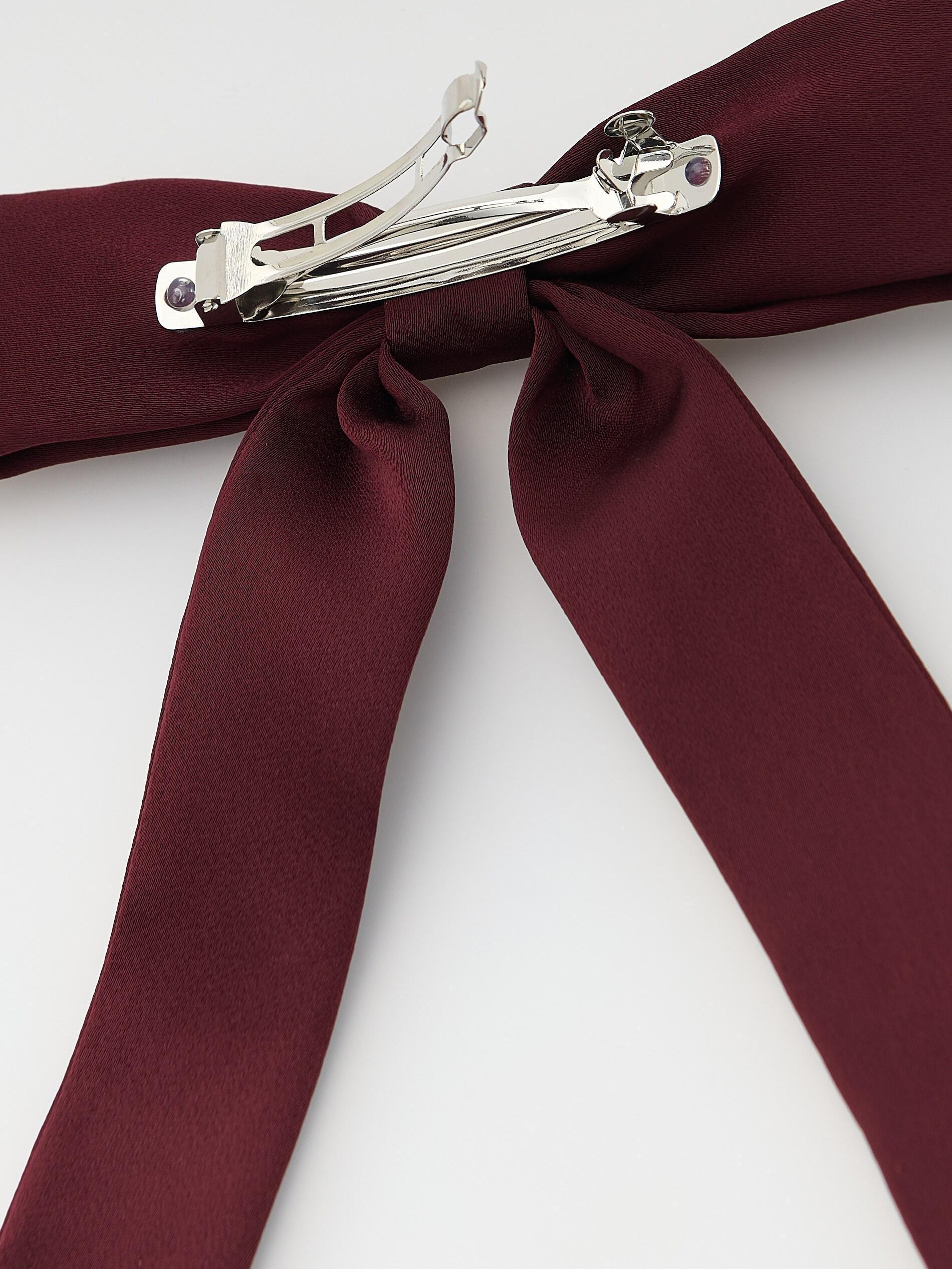 Brown Bow Hair Clip, Burgundy, large image number 1