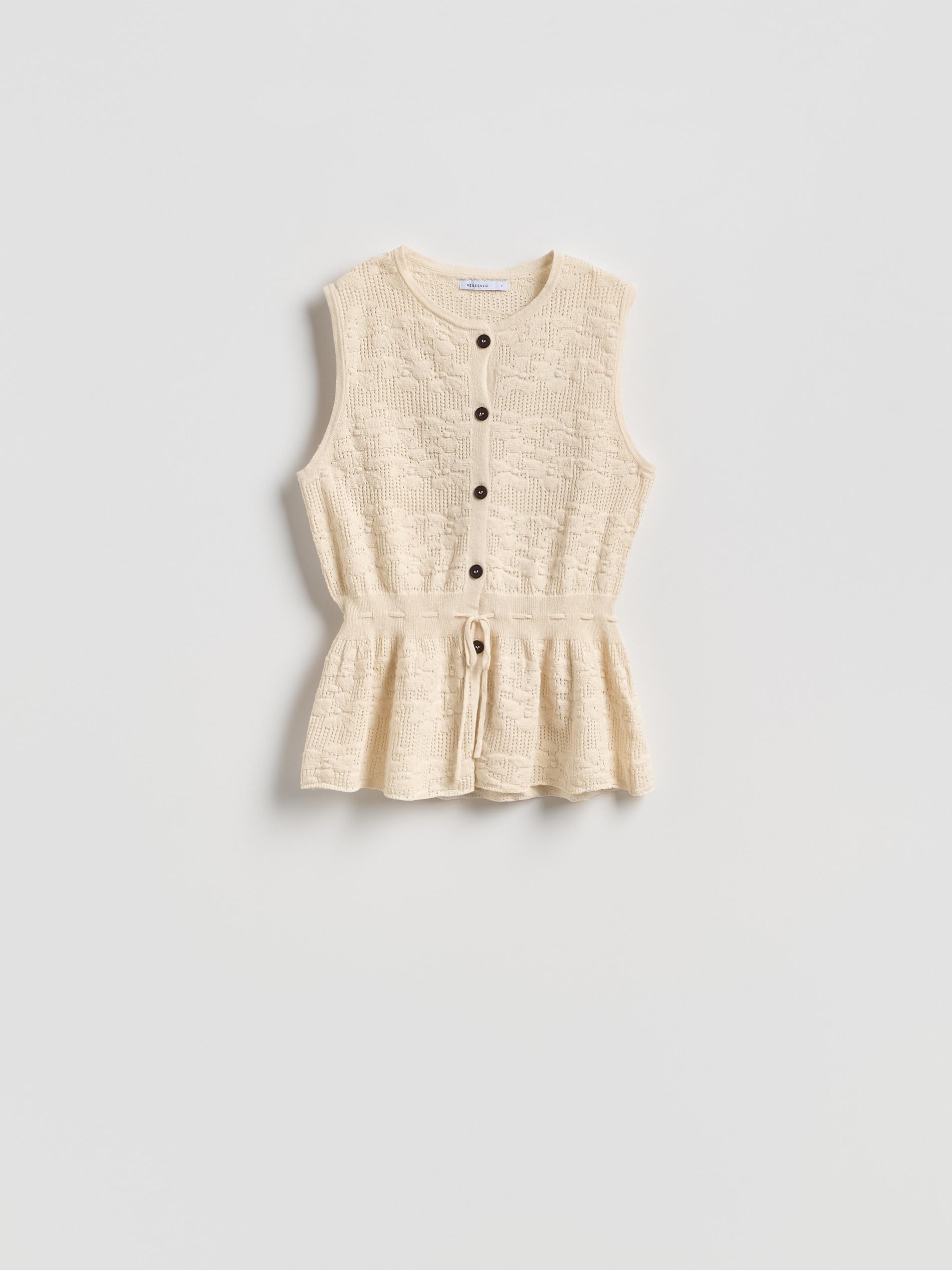 Beige Broderie Anglaise Blouse With Peplum Hem, Ivory, large image number 4